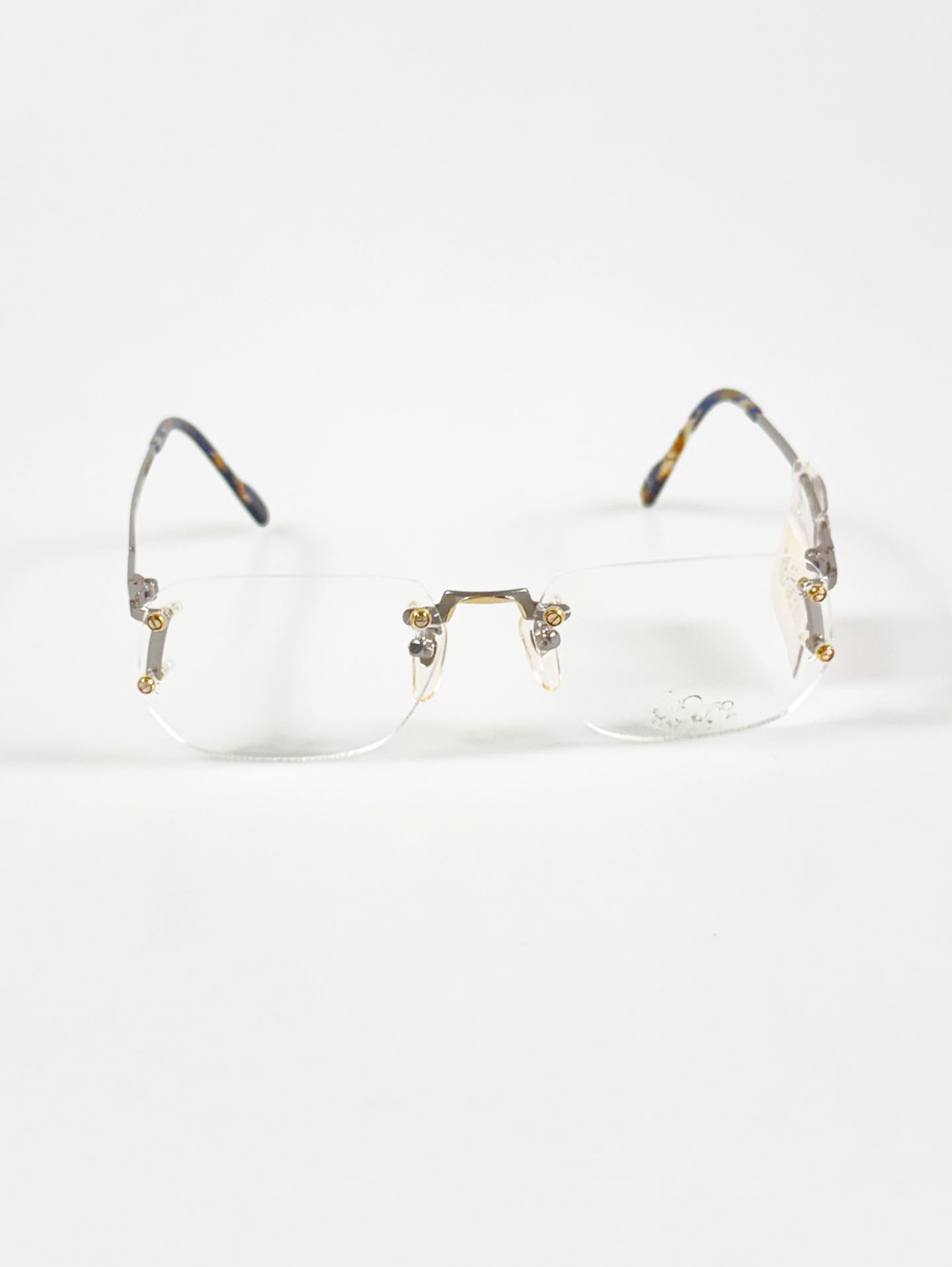90’s REABEARO Rimless Square Silver Metal Glasses
