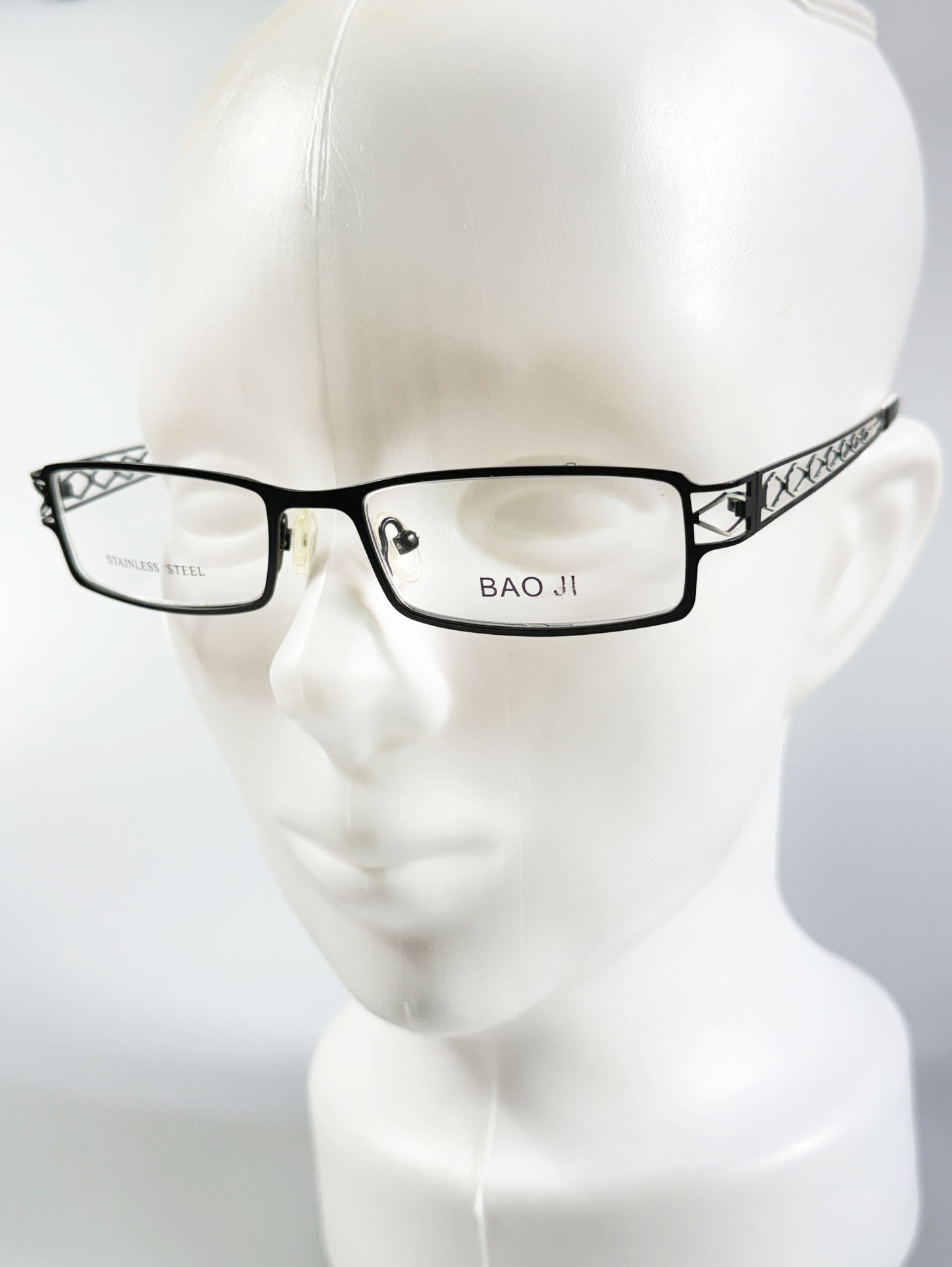 BAO JI Black Slim Square Metal Glasses