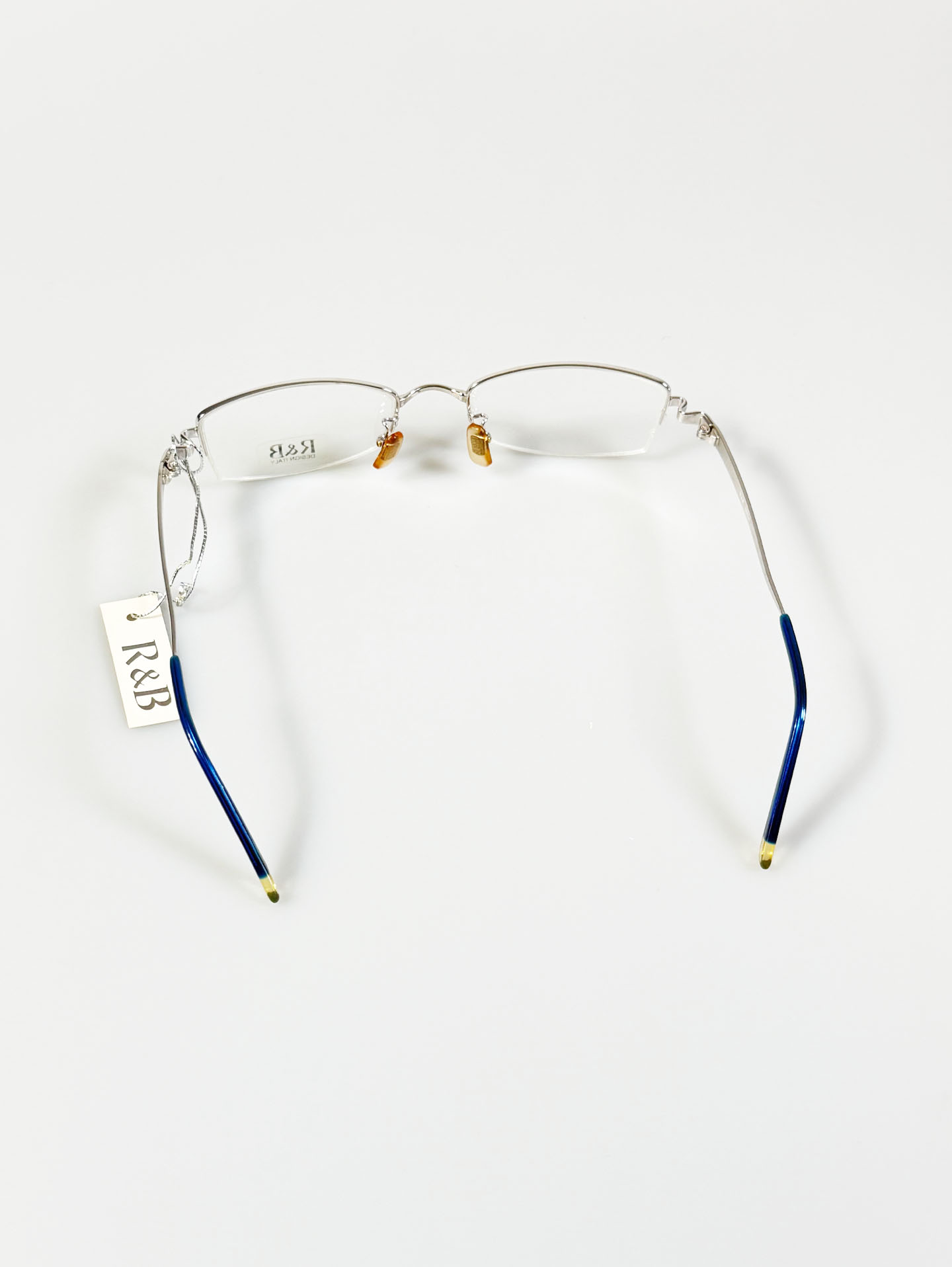 R&B Eyewear Silver Semi-Rimless Metal Wire Frame Glasses