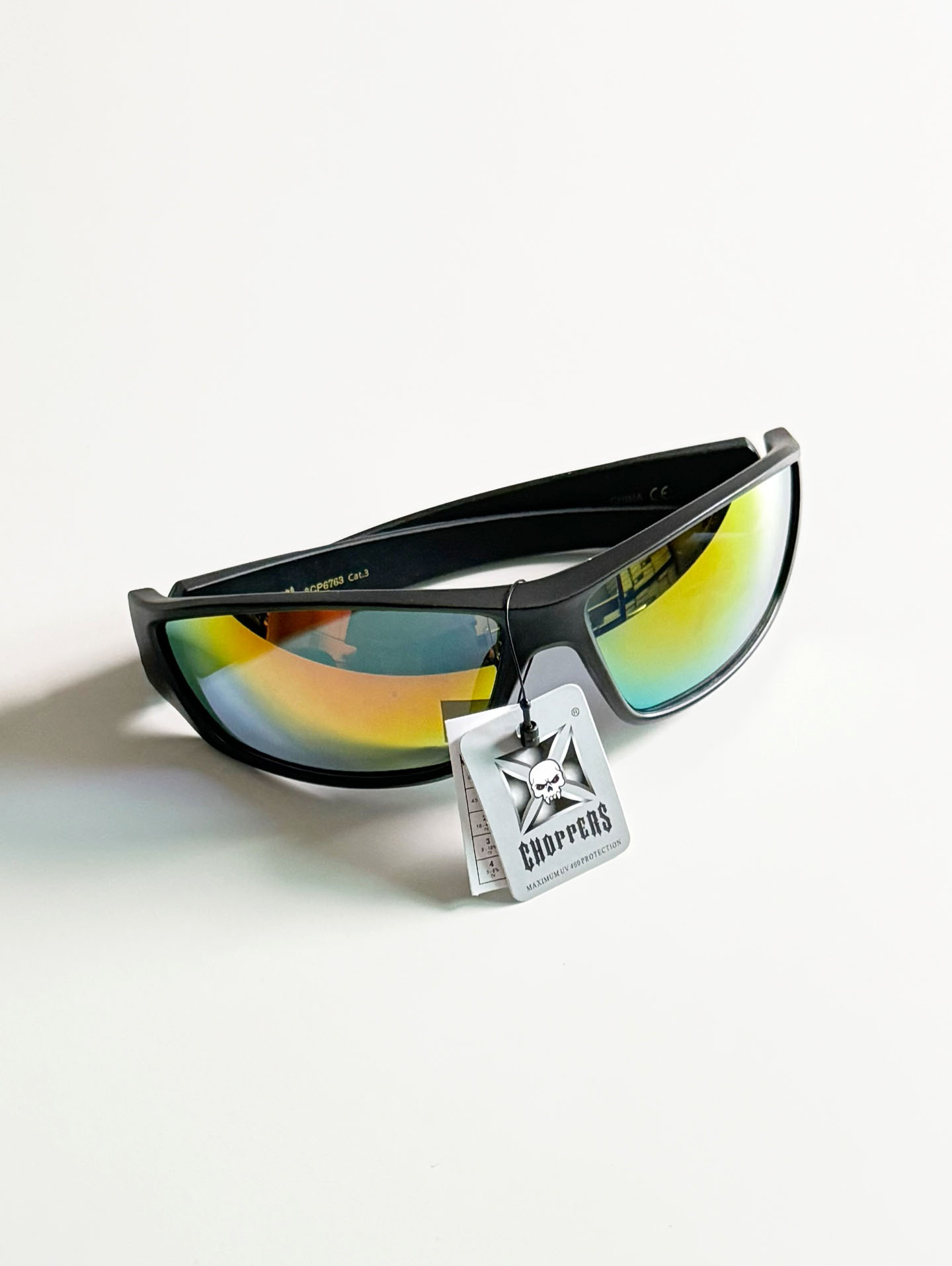 CHOPPERS Wraparound Matte Black Square Frame Sunglasses