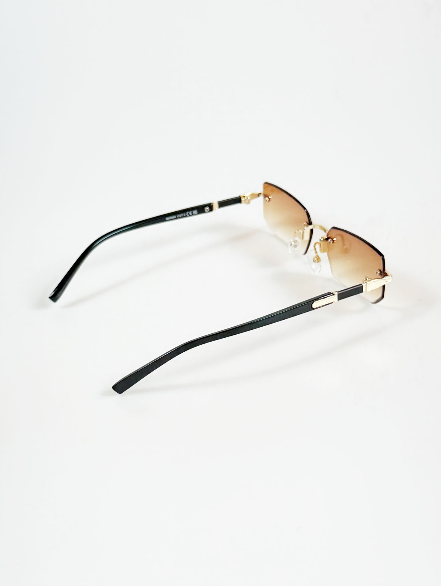 Gold Rimless Square Gradient Tint Sunglasses