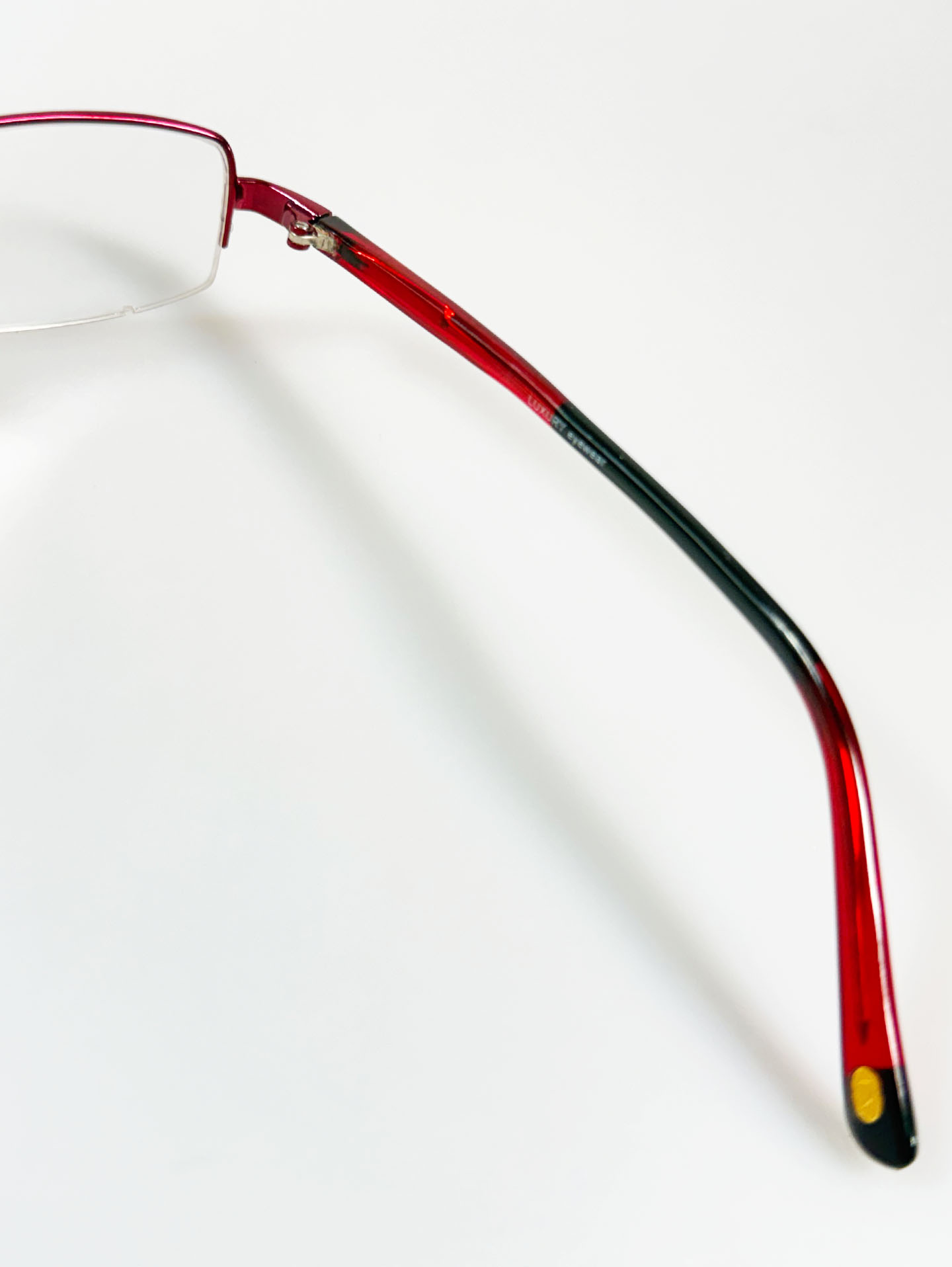 Luxury Red Semi-Rimless Square Metal Frame Glasses