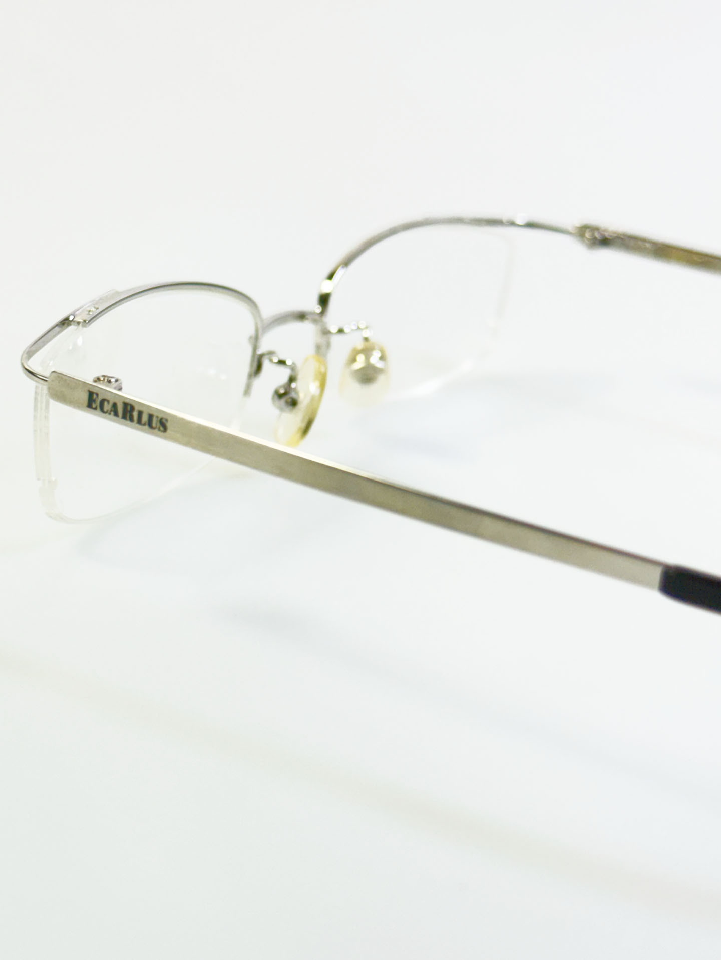 ECARLUS Silver Half-Rim Metal Square Glasses