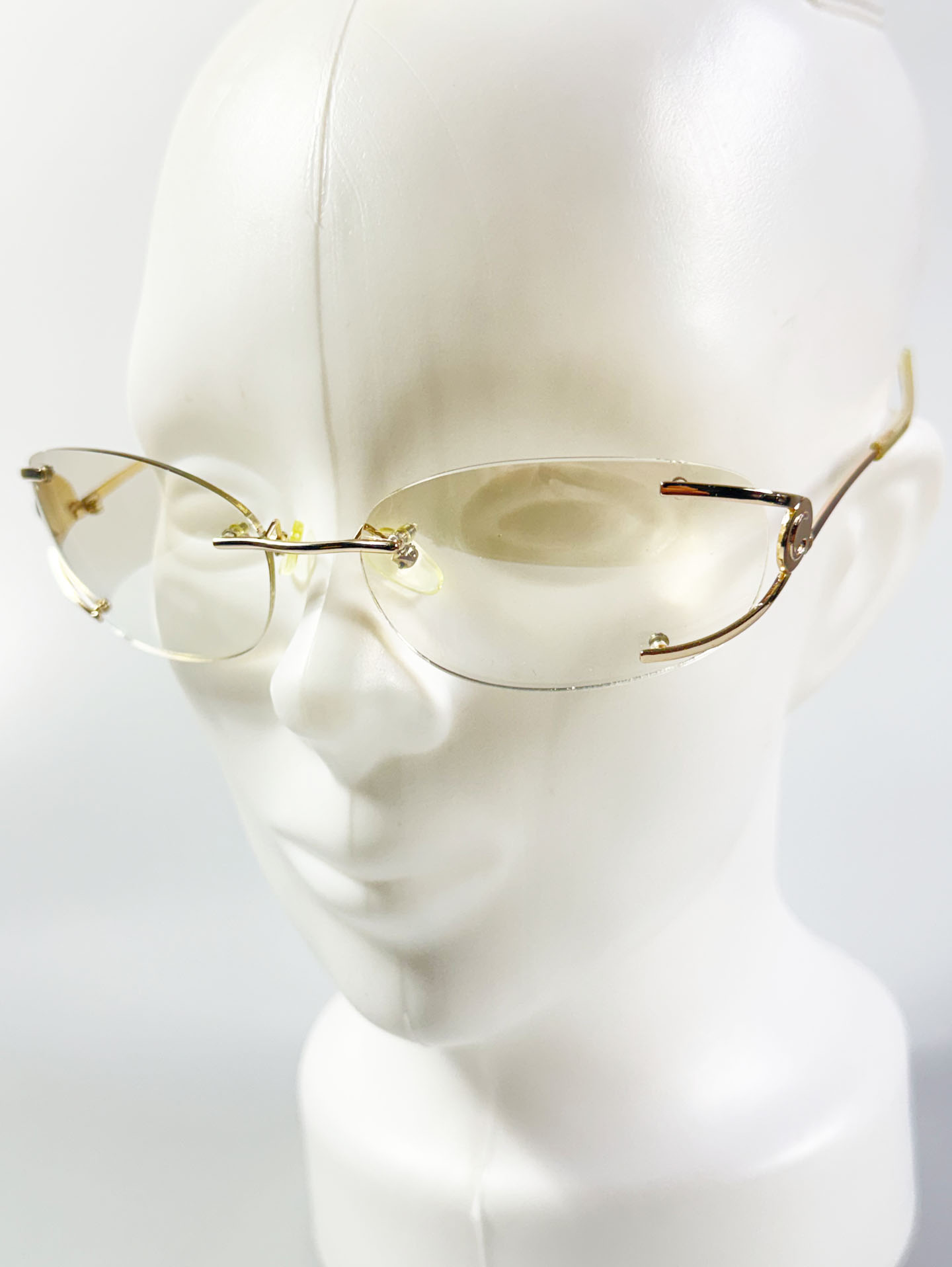 90's KALEIDO Gold Semi-Rimless Square Metal Frame Glasses