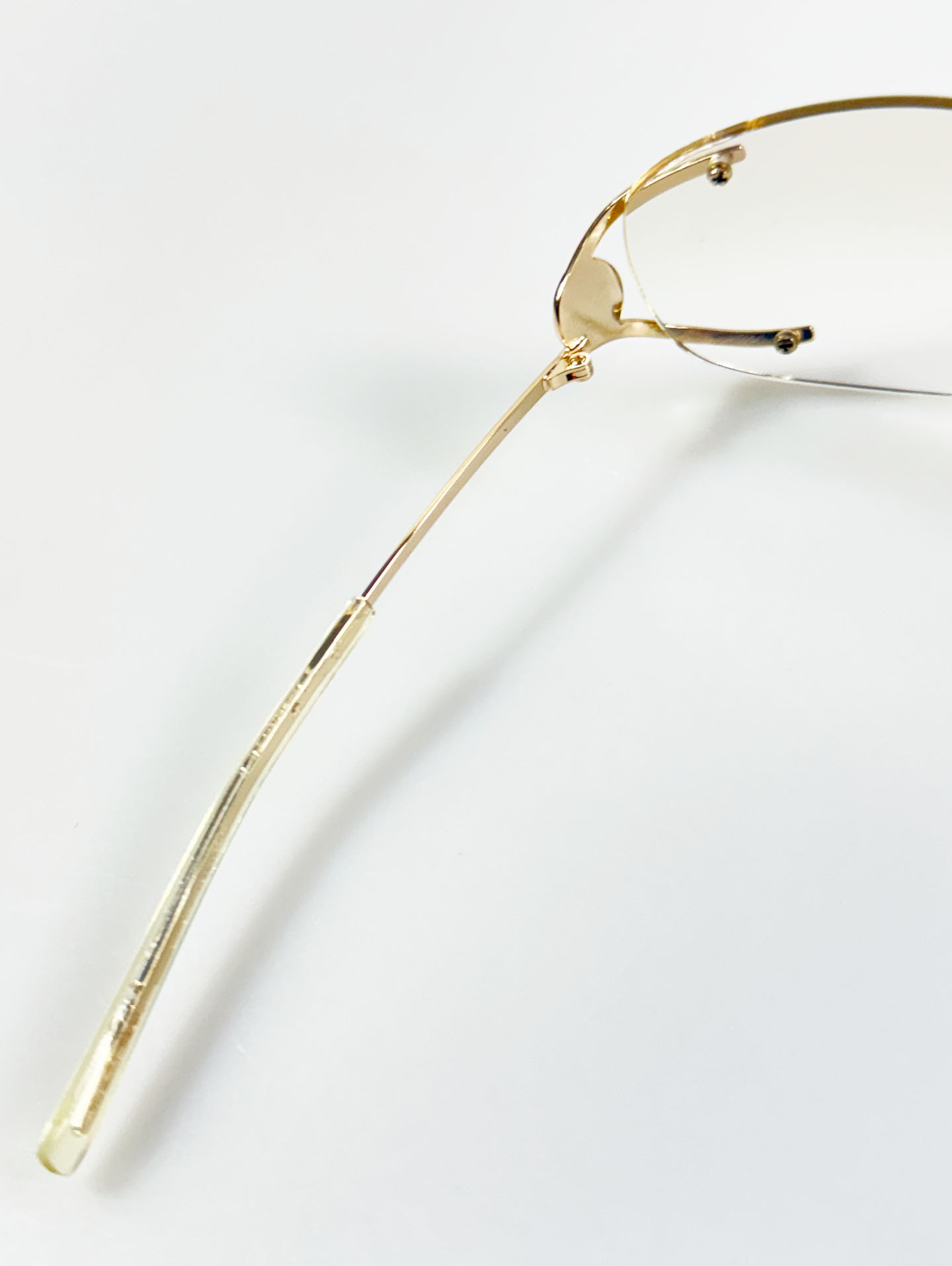 90's KALEIDO Gold Semi-Rimless Square Metal Frame Glasses