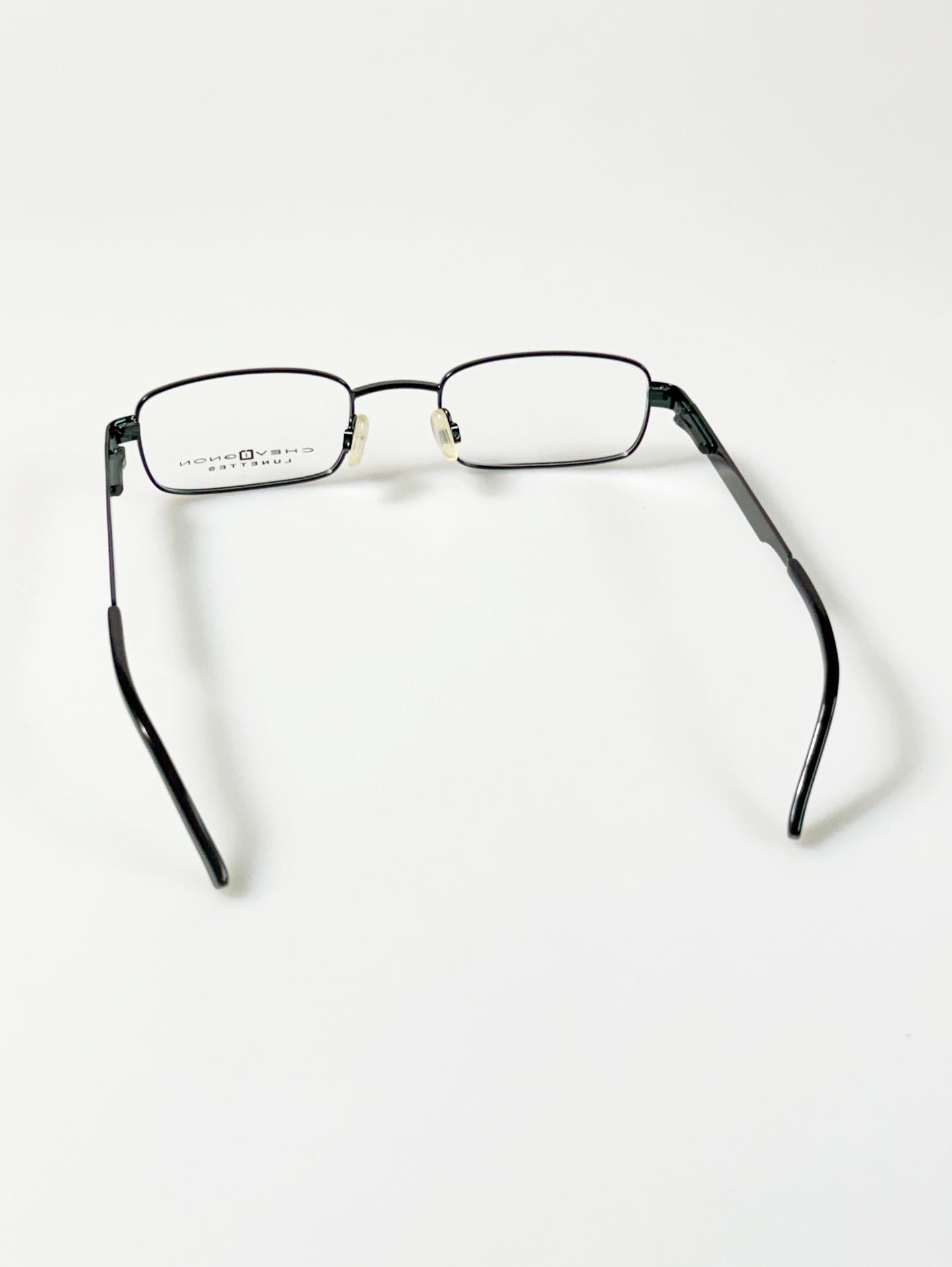 90's CHEVIGNON Dark Green Slim Square Metal Frame Glasses