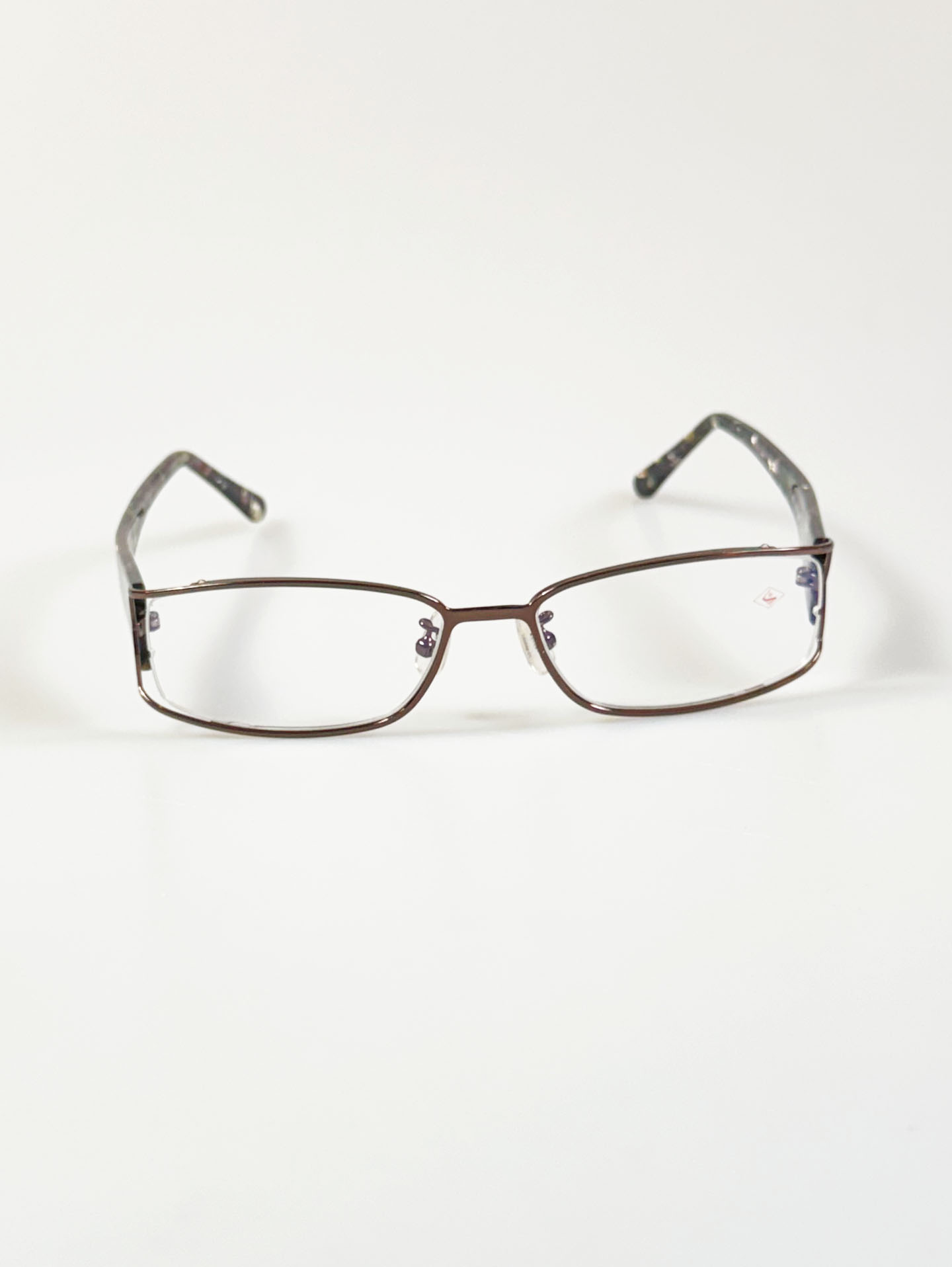 ROSSETI Brown Slim Square Metal Combination Frame Glasses