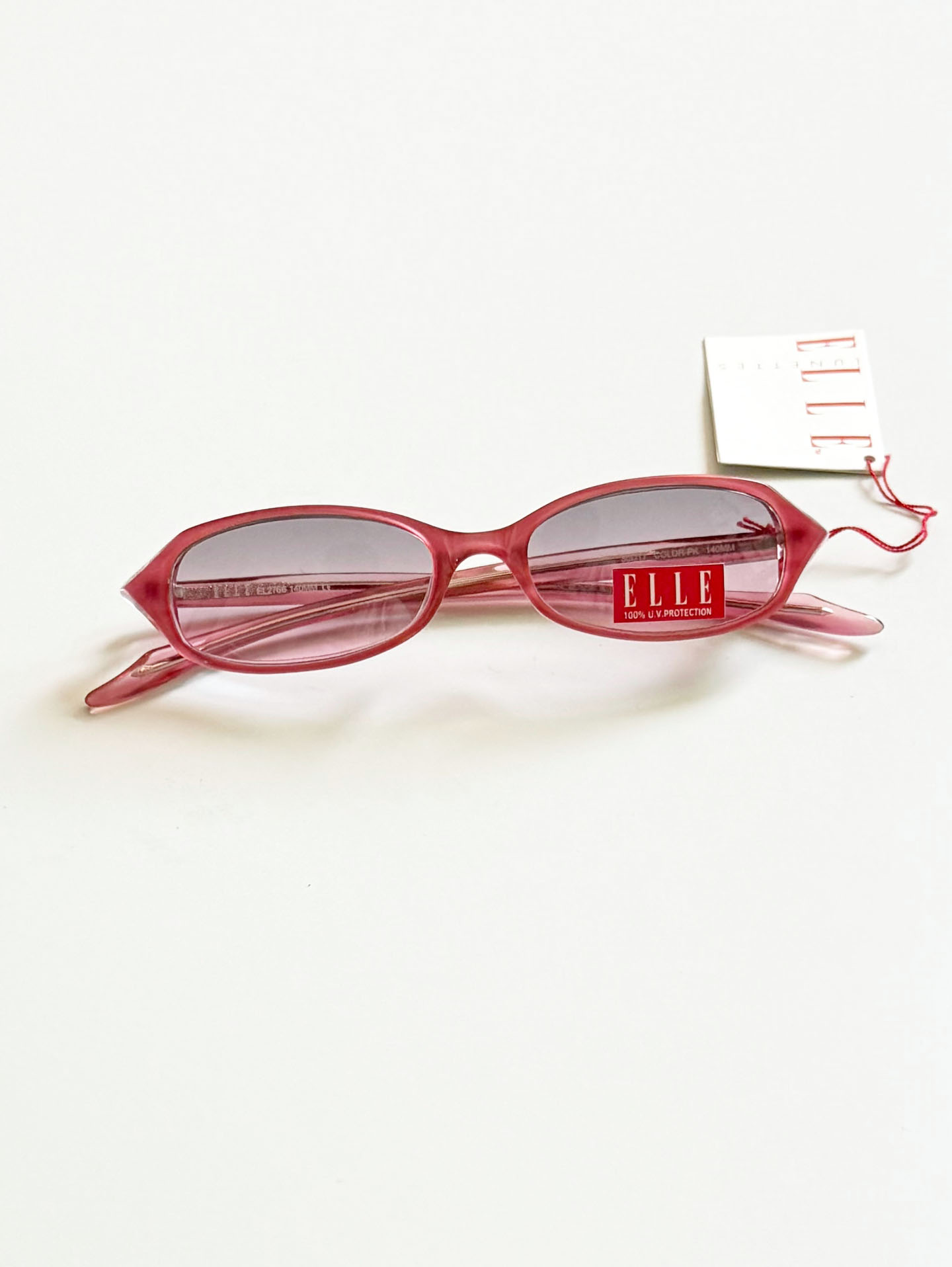 ELLE Paris Pink Translucent Slim Oval Frame Tint Sunglasses