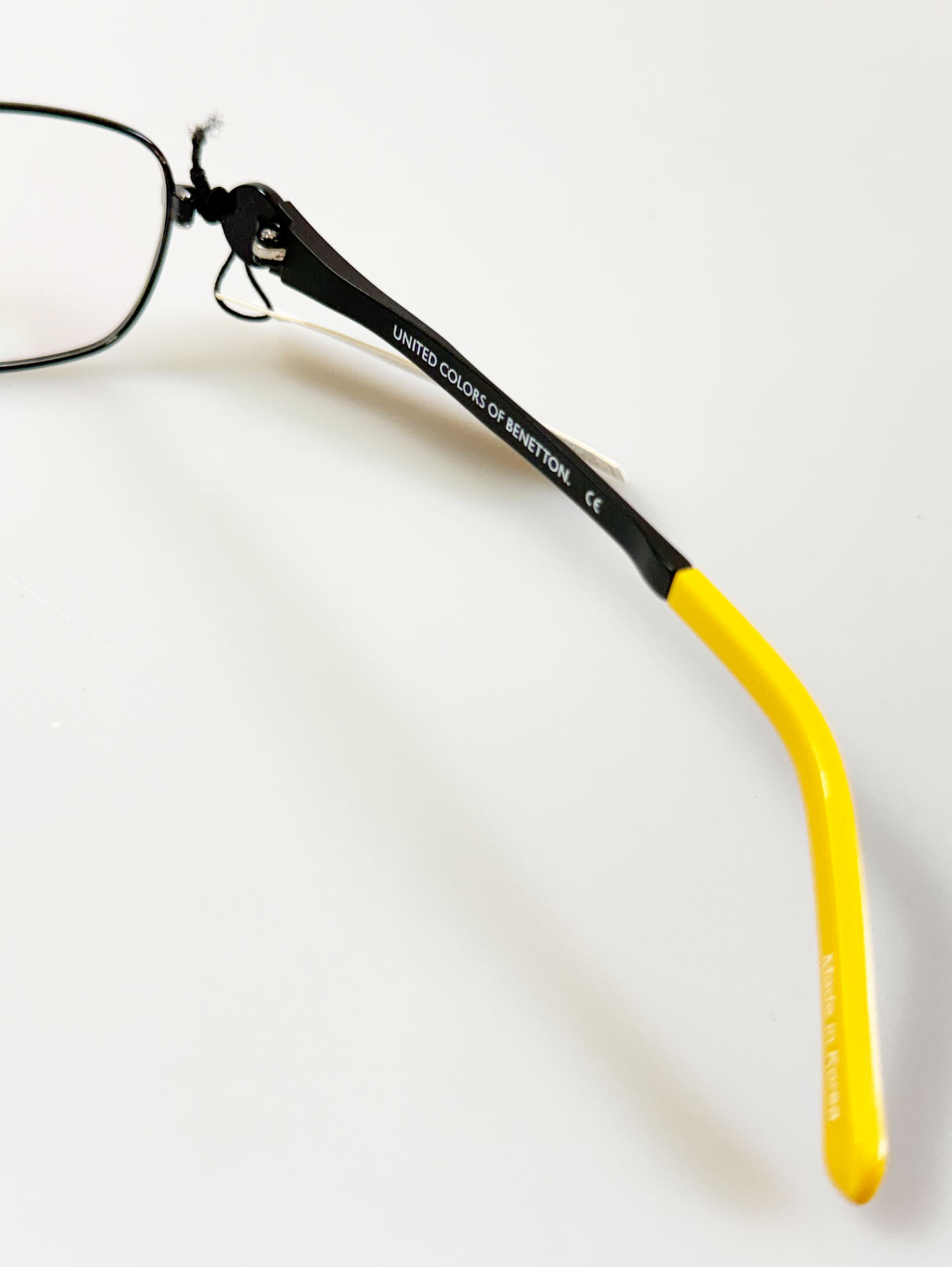 BENETTON Black Double Bridge Slim Square Metal Frame Glasses