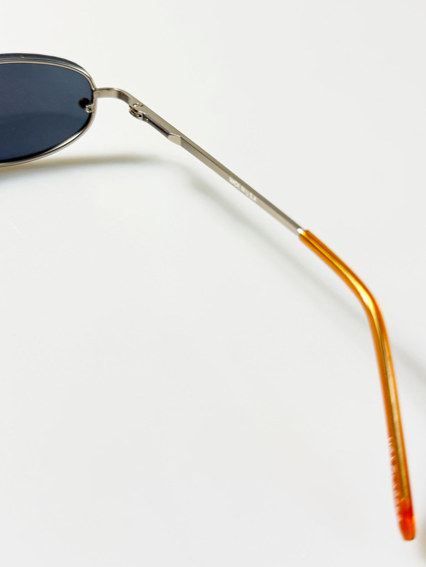 90's Silver Metal Rimless Slim Oval Sunglasses