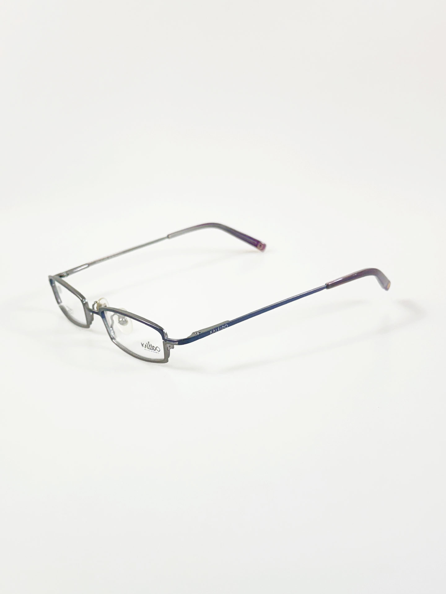 KALEIDO Blue & Gunmetal Two-Tone Slim Square Glasses