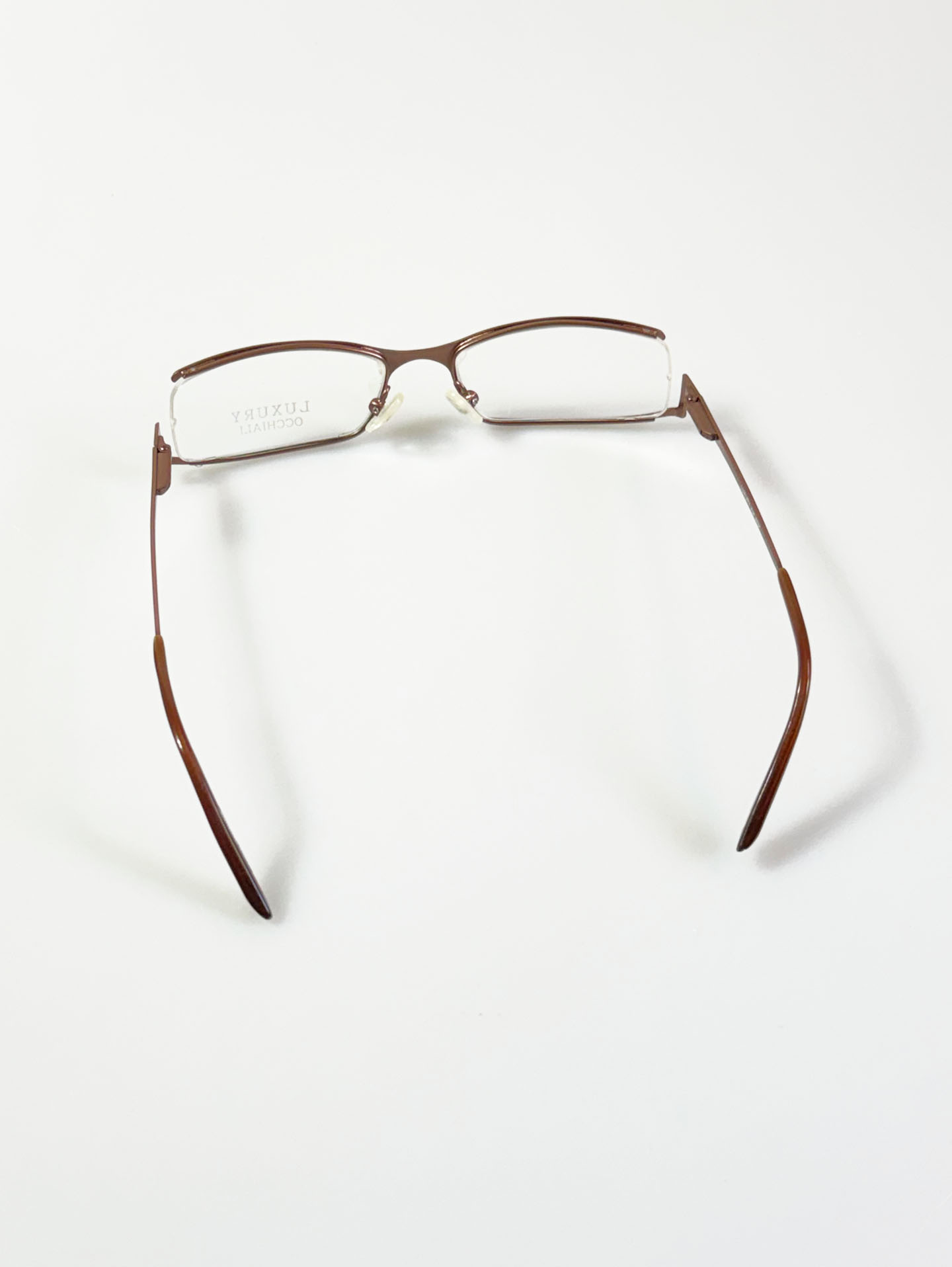 Luxury Occhiali Under-Rim Brown Square Metal Glasses