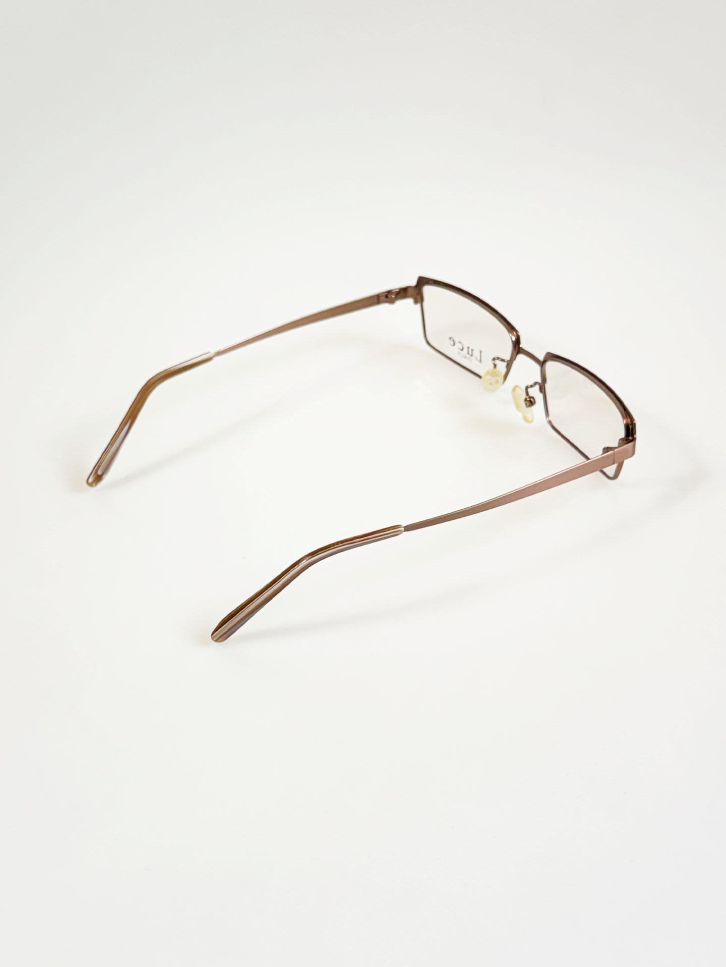 LUCE ITALY Brown Square Browline Metal Frame Glasses