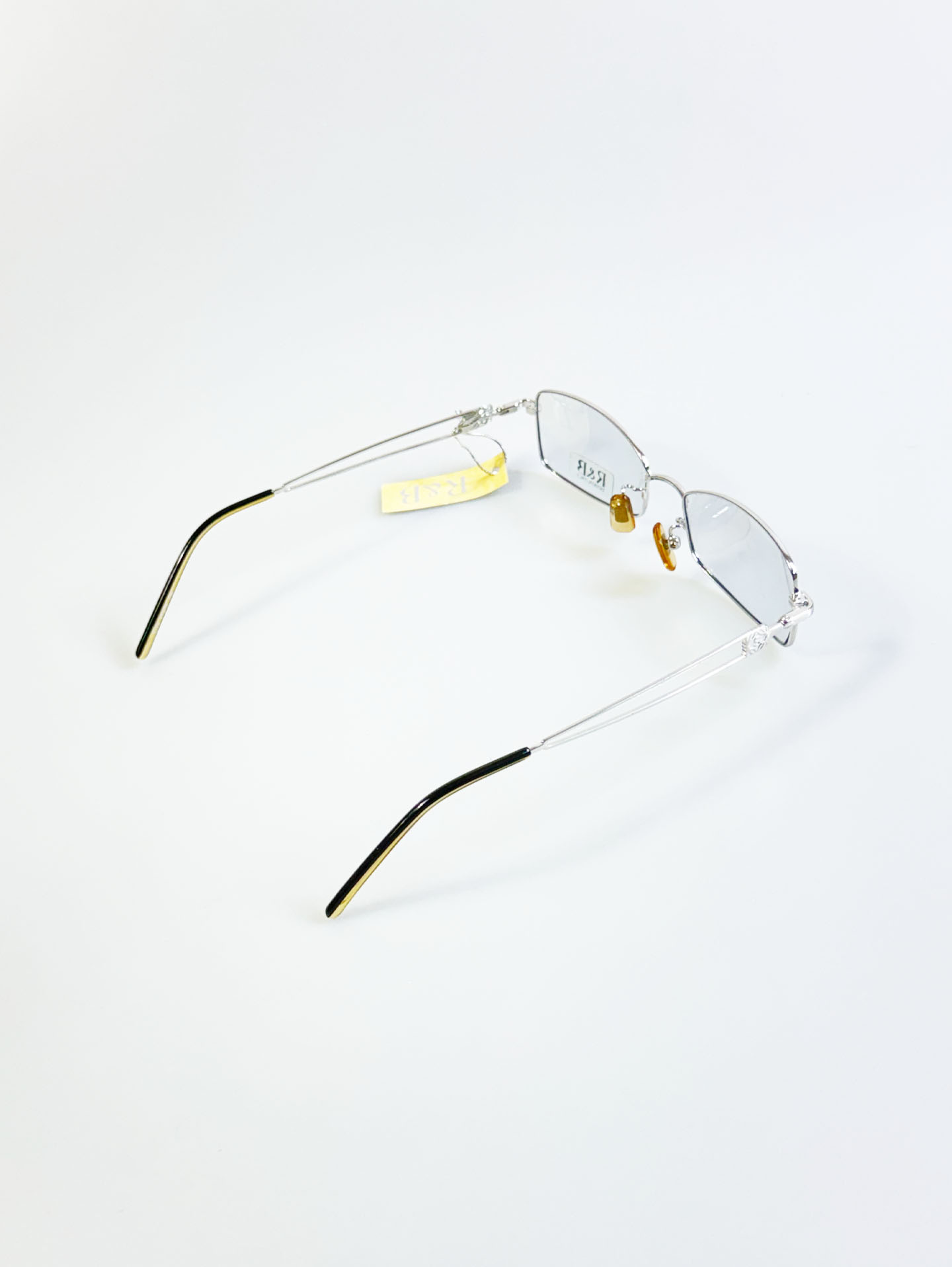 R&B Eyewear Silver Slim Square Metal Frame Glasses