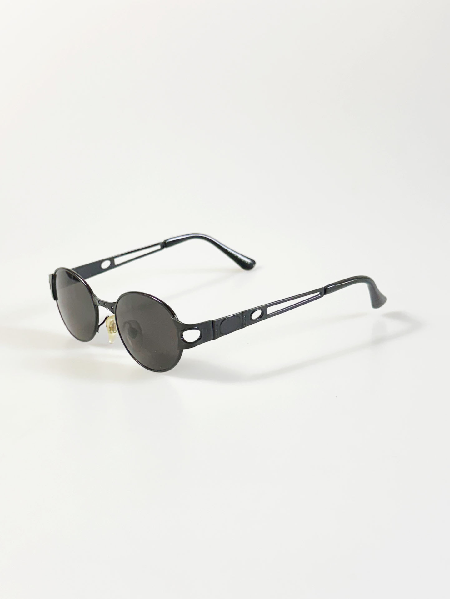 90's LOUIS MASTER Black Slim Oval Metal Sunglasses