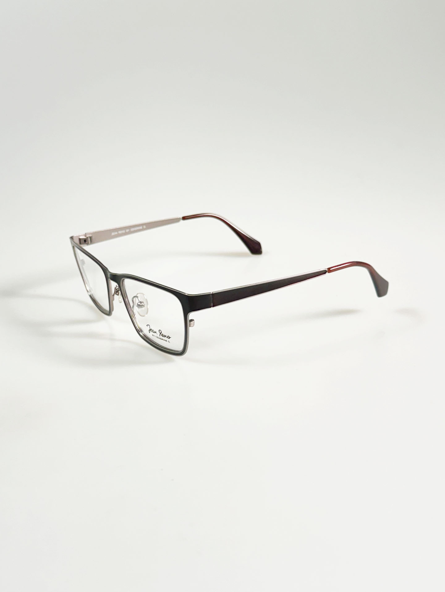 JEAN RENO Silver Tone Square Metal Glasses