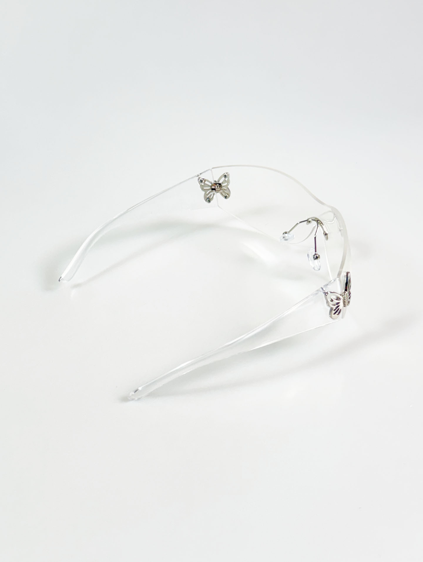 Rimless Shield Clear Lens Wraparound Sunglasses