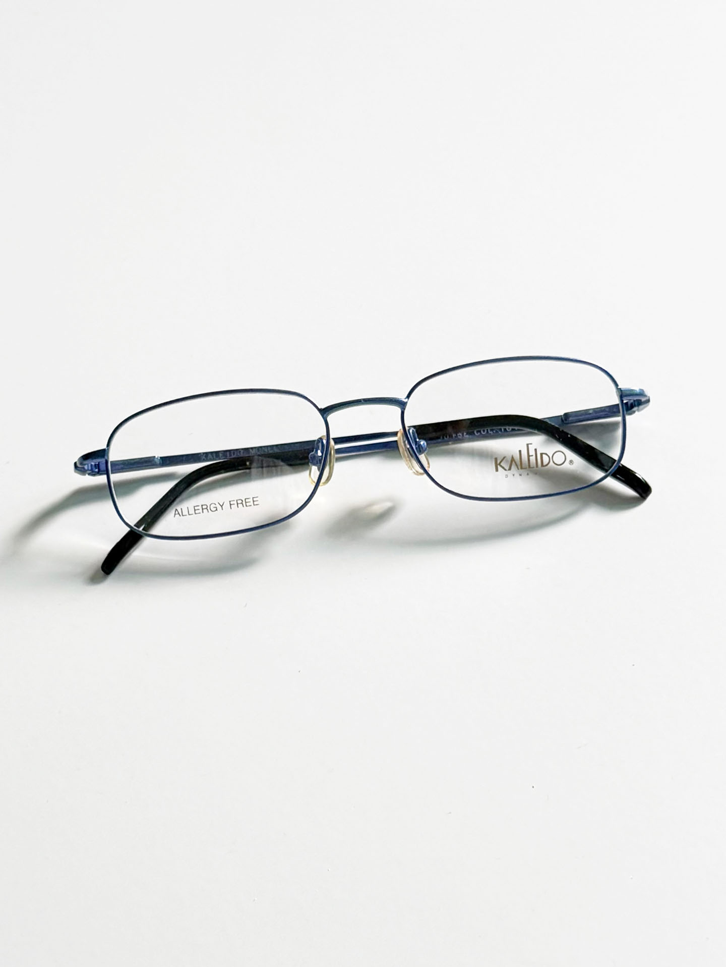 90's KALEIDO Blue Slim Square Metal Frame Glasses