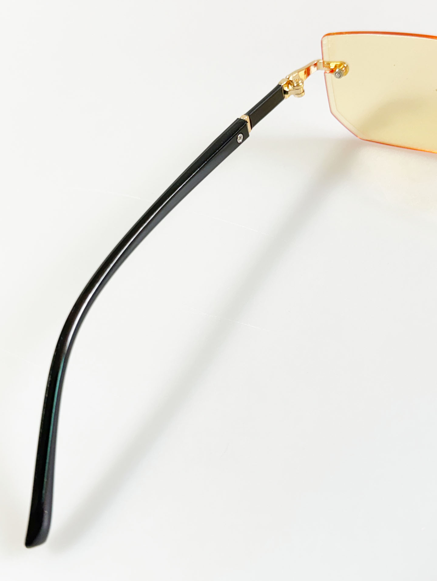 Light Orange Tint Rimless Square Gold Metal Sunglasses