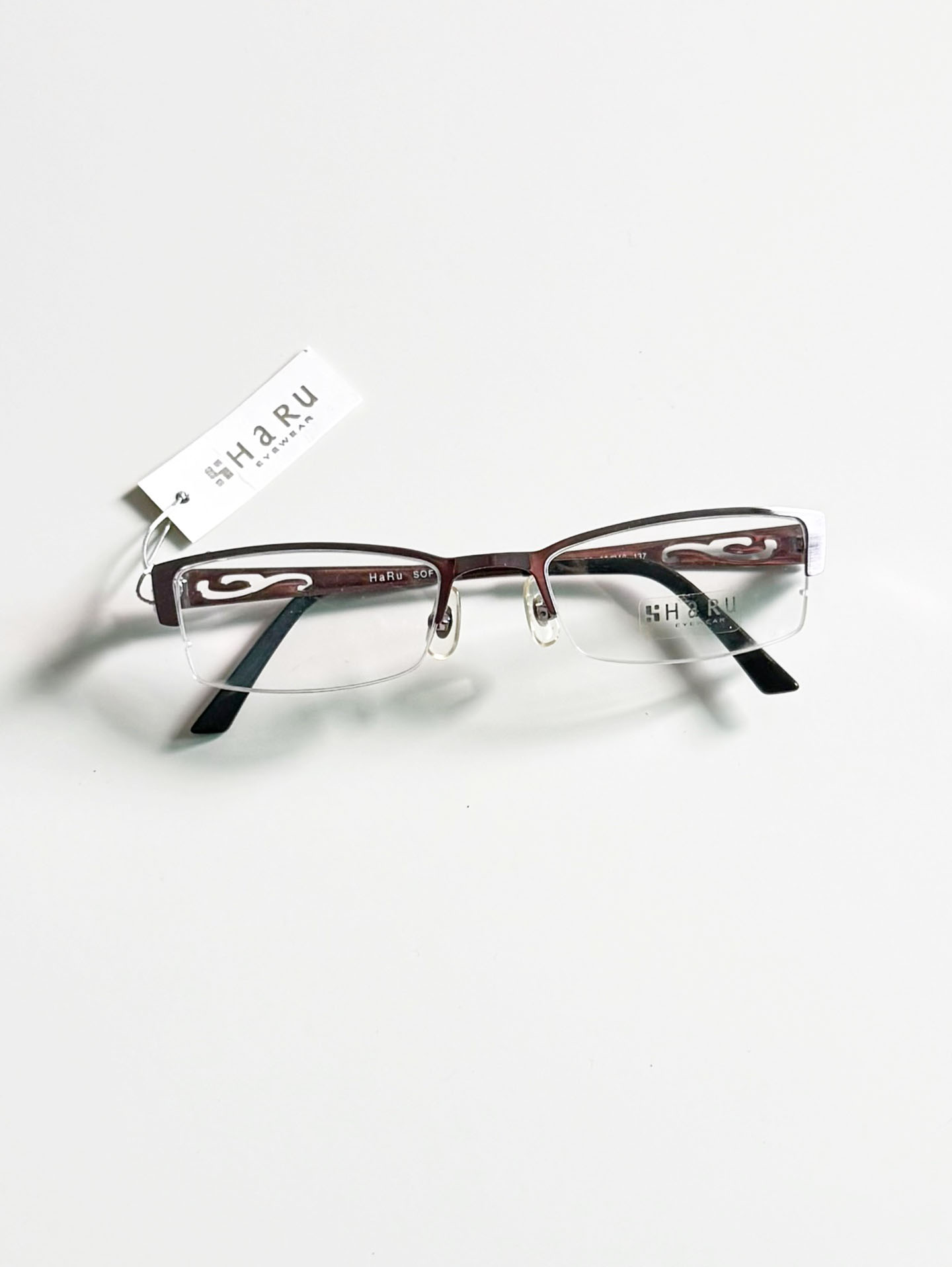 HARU Semi-Rimless Purple Square Metal Frame Glasses