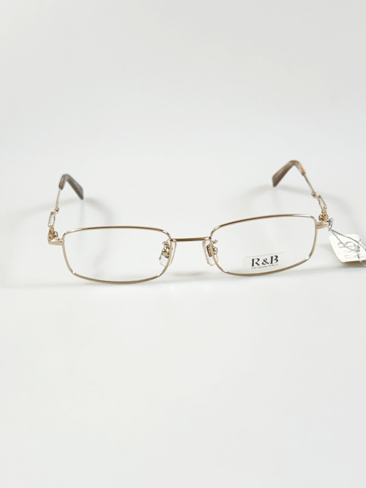 R&B Eyewear Gold Slim Square Metal Glasses