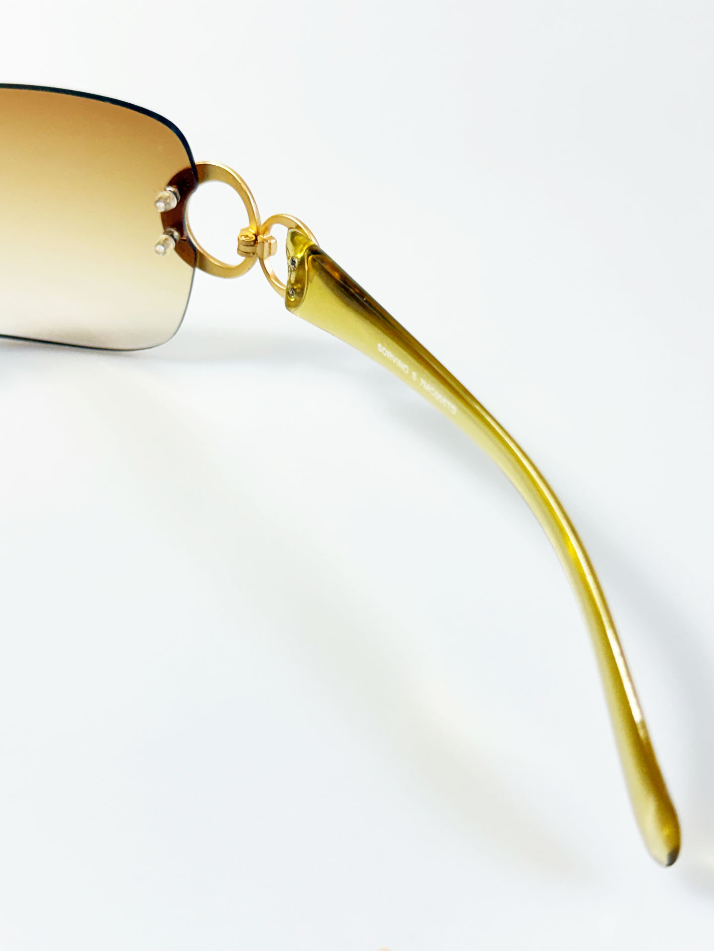 SOLVINO Gold Rimless Square Gradient Tint Sunglasses