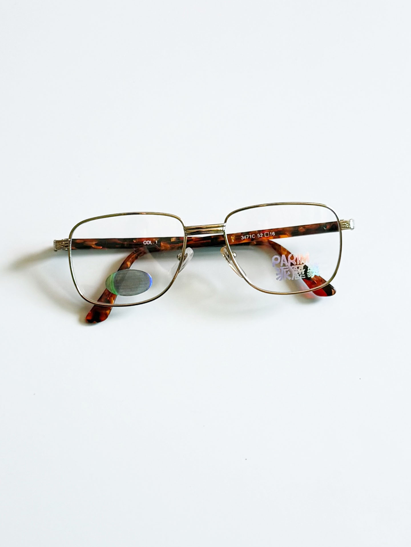 90's PARIM Classic Square Gold Metal Frame Glasses