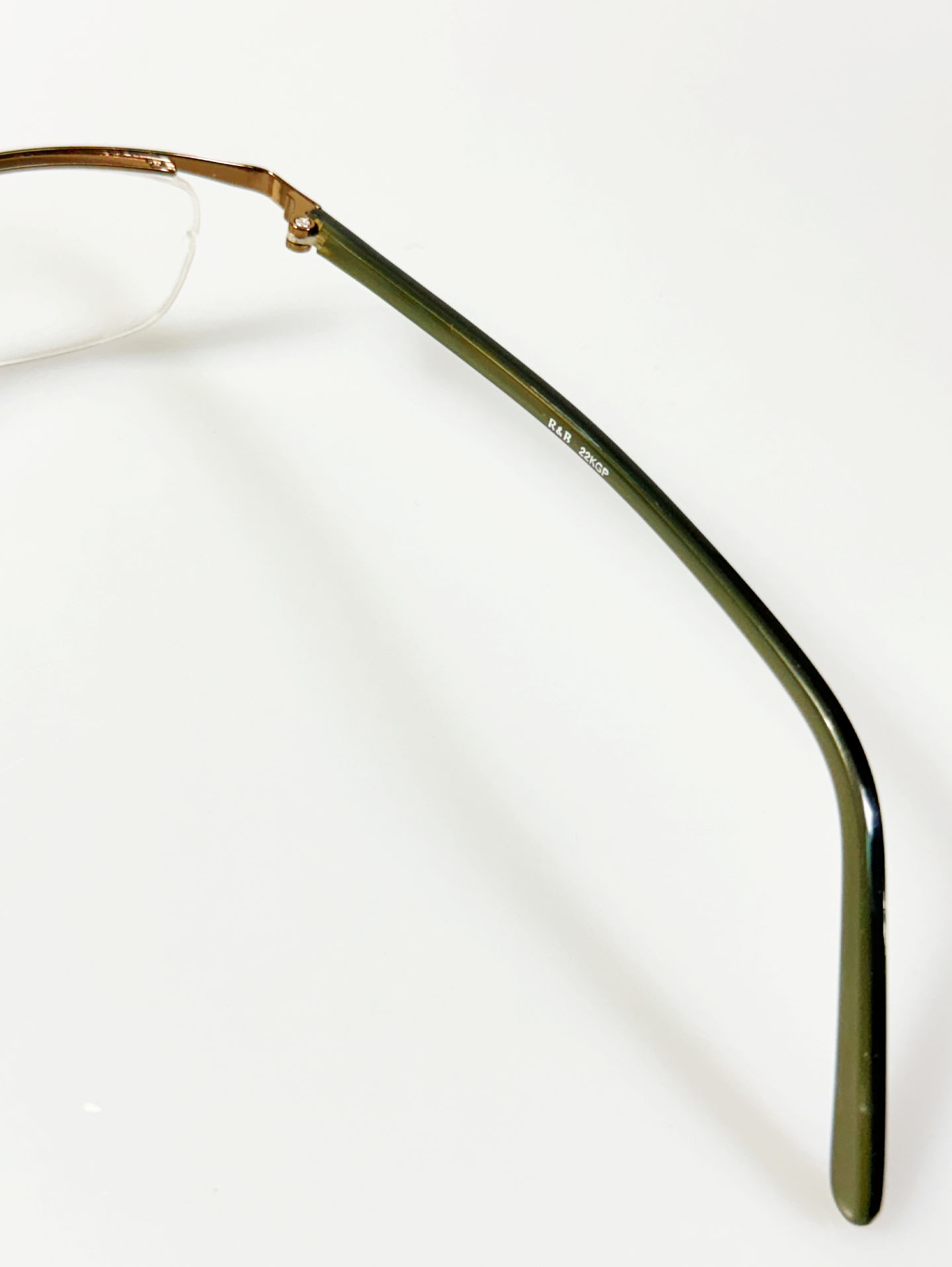 R&B Eyewear Slim Semi-Rimless Gold Tone Metal Frame Glasses
