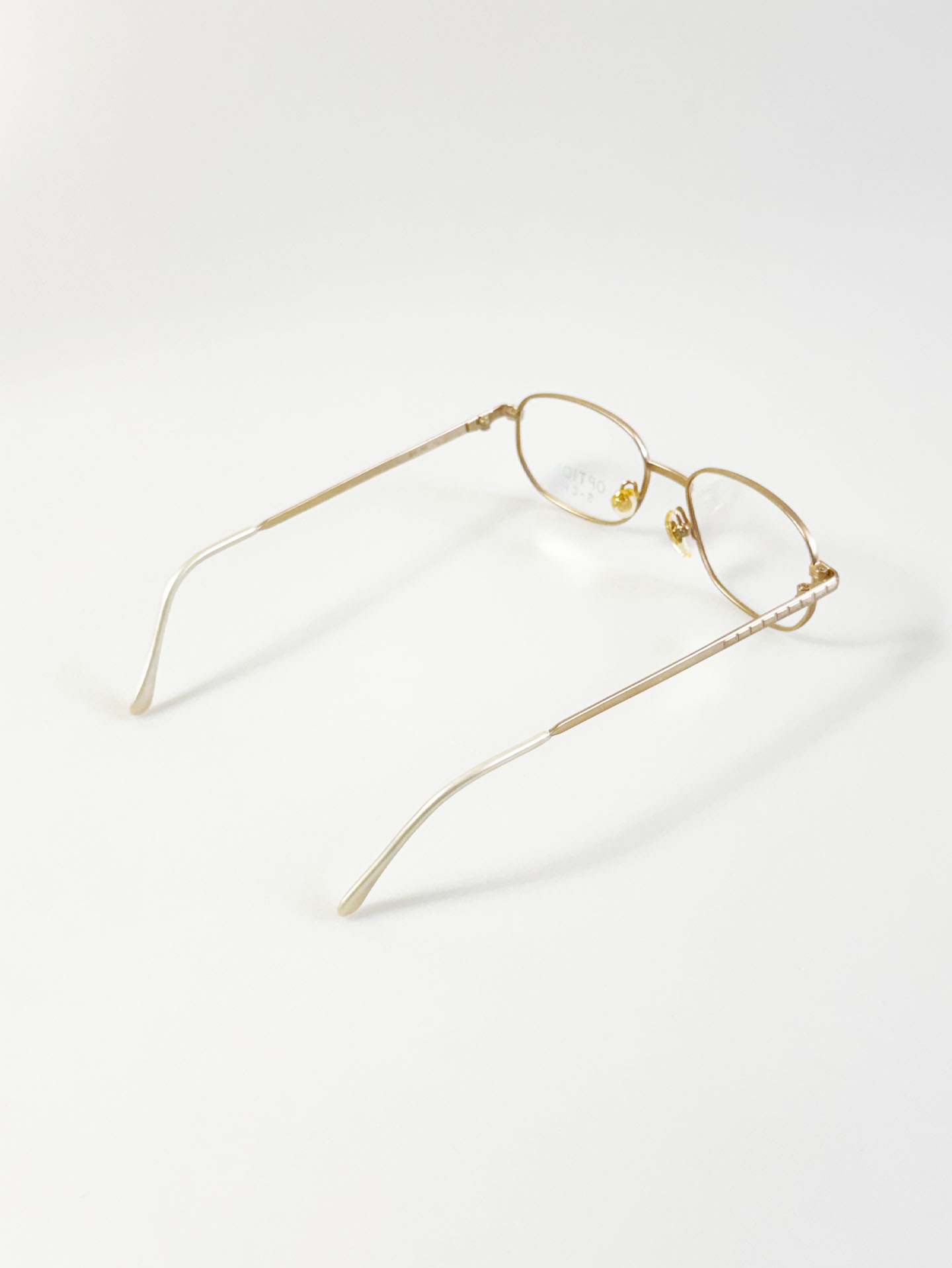 90's OPTION Gold Slim Square Metal Glasses