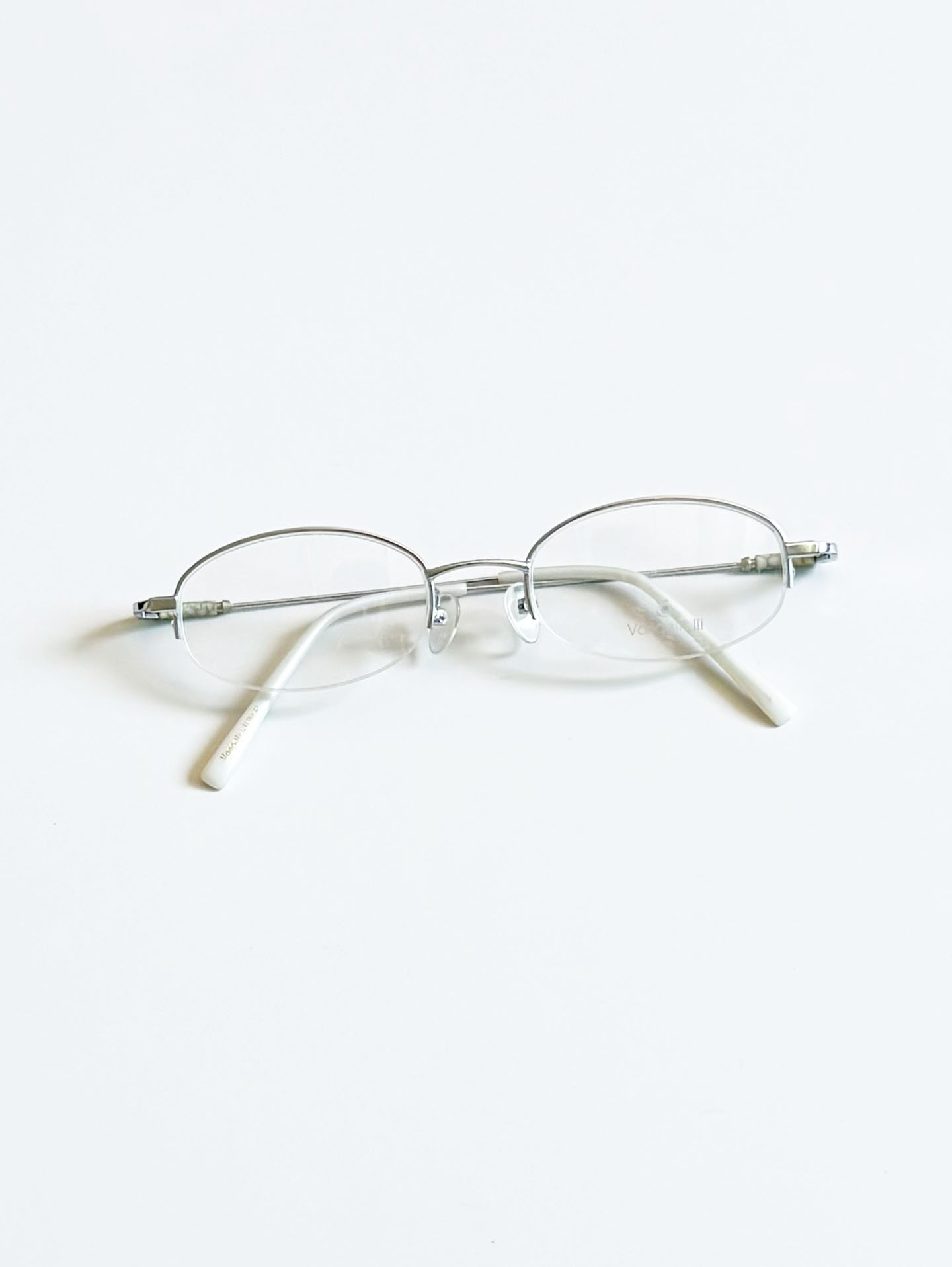 Vagelis SIlver Oval Half Rim Metal Glasses