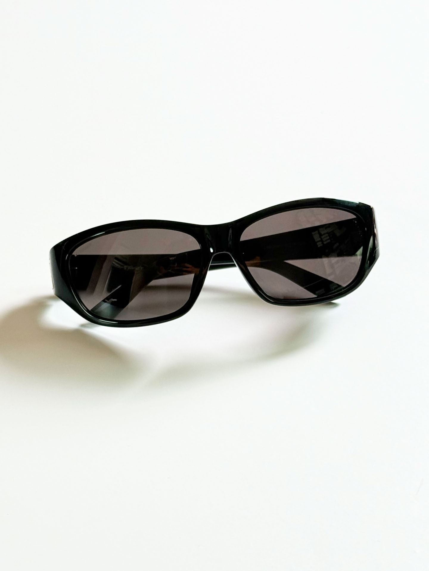 90's SANTANA Silver Rimless Oval Metal Orange Tint Sunglasses ED HARDY Black Wraparound Square Sungl