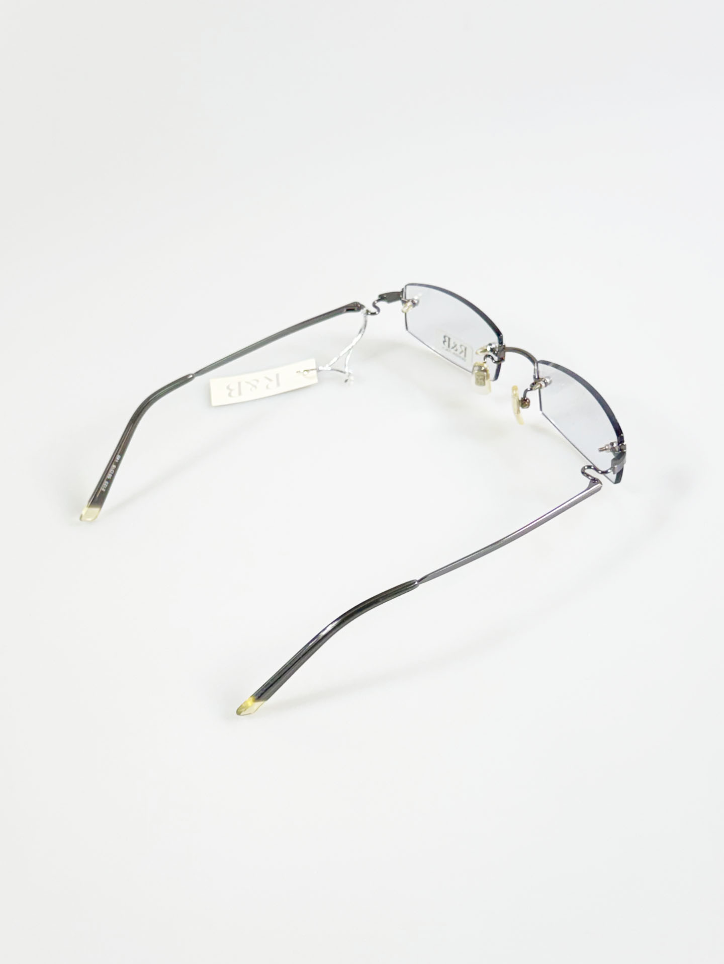 R&B Eyewear Gunmetal Rimless Square Glasses