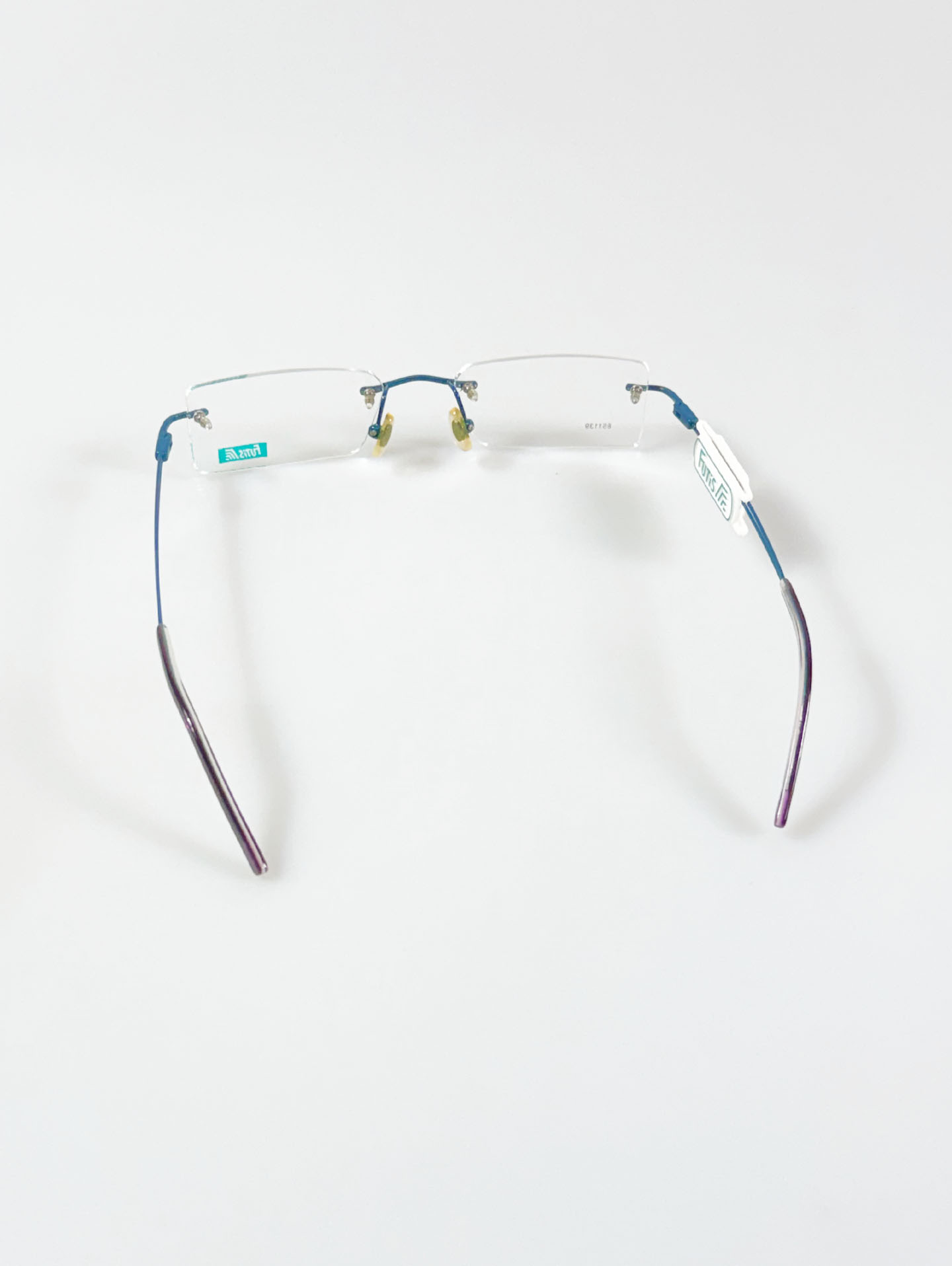 90's FUTIS Blue Rimless Square Metal Glasses