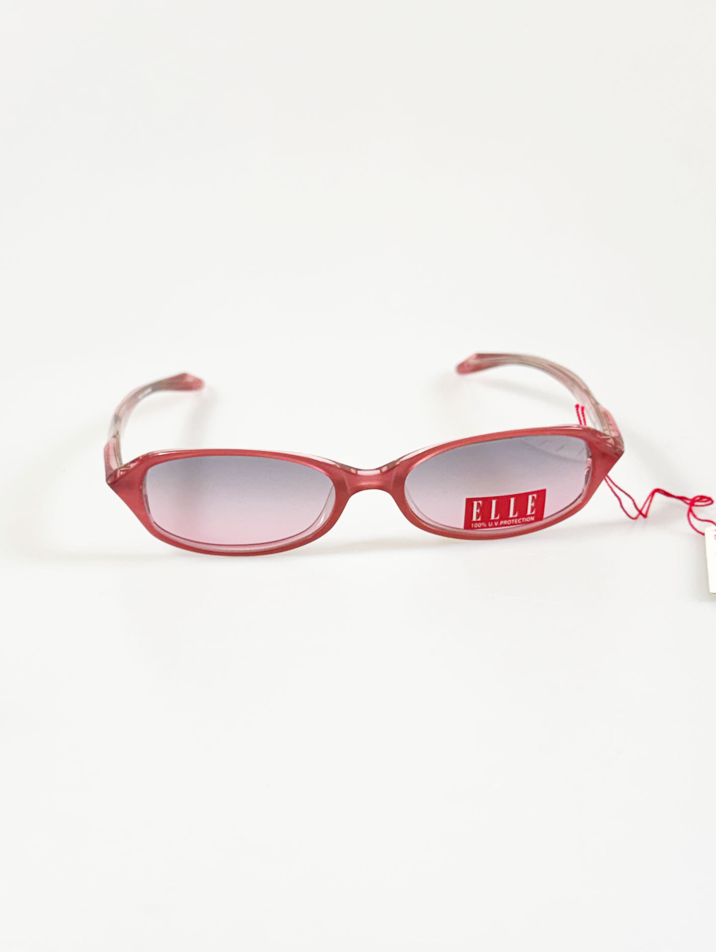 ELLE Paris Pink Translucent Slim Oval Frame Tint Sunglasses