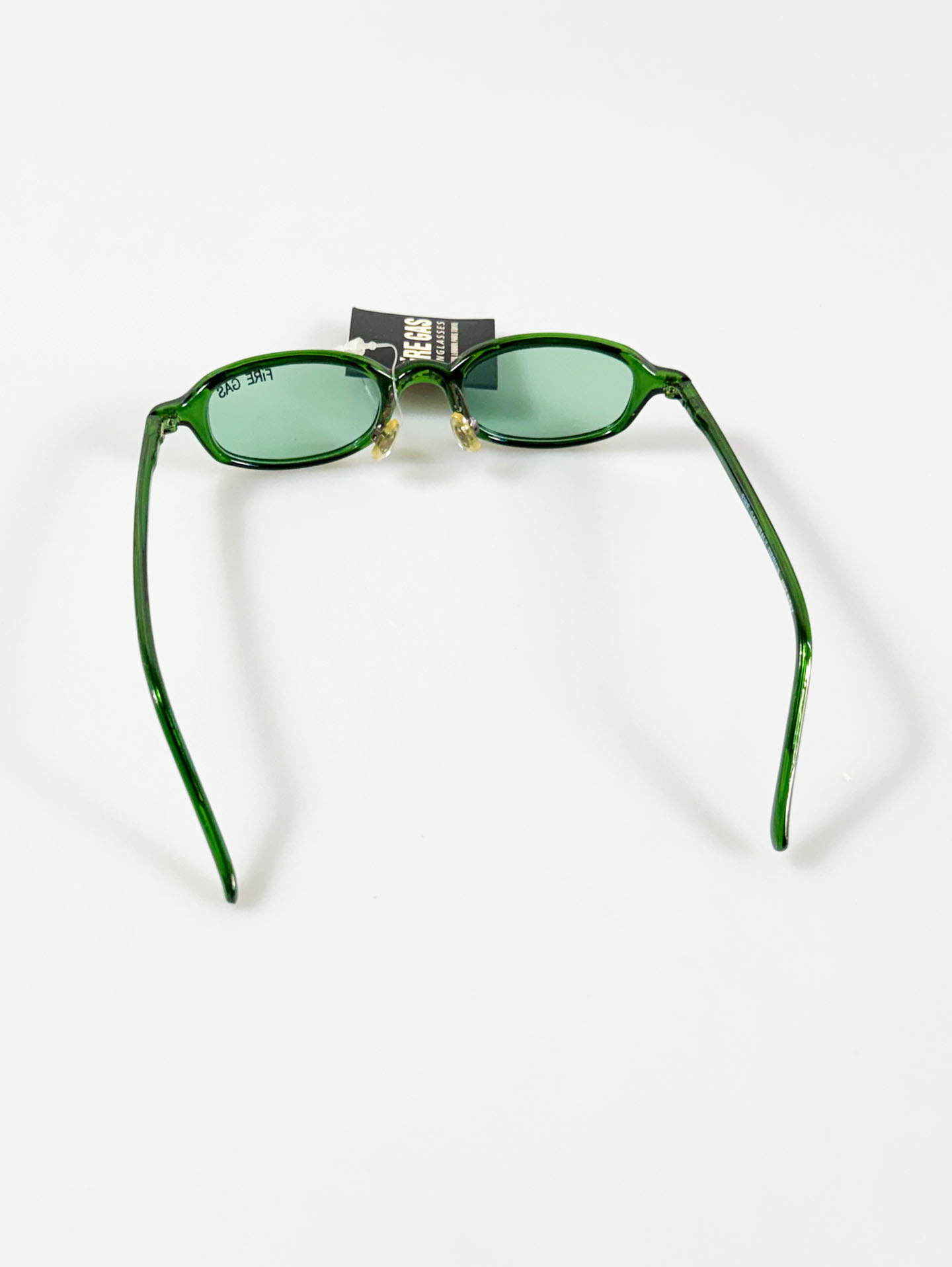 90's FIRE GAS Green Slim Oval Horn-Rim Tinted Sunglasses