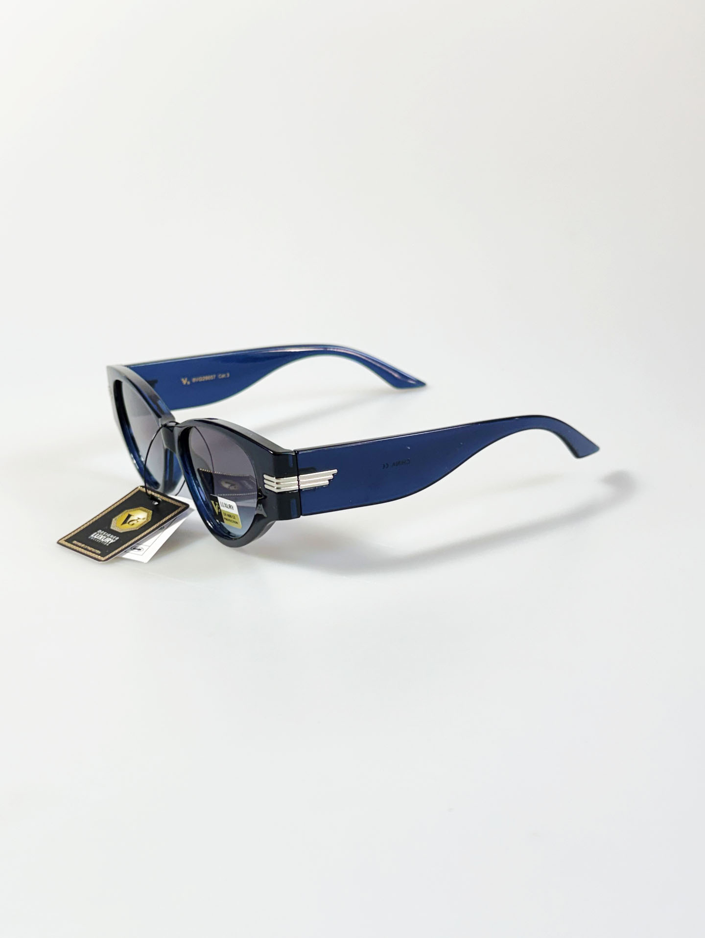 VG EYEWEAR Navy Blue Oversized Geometric Frame Sunglasses