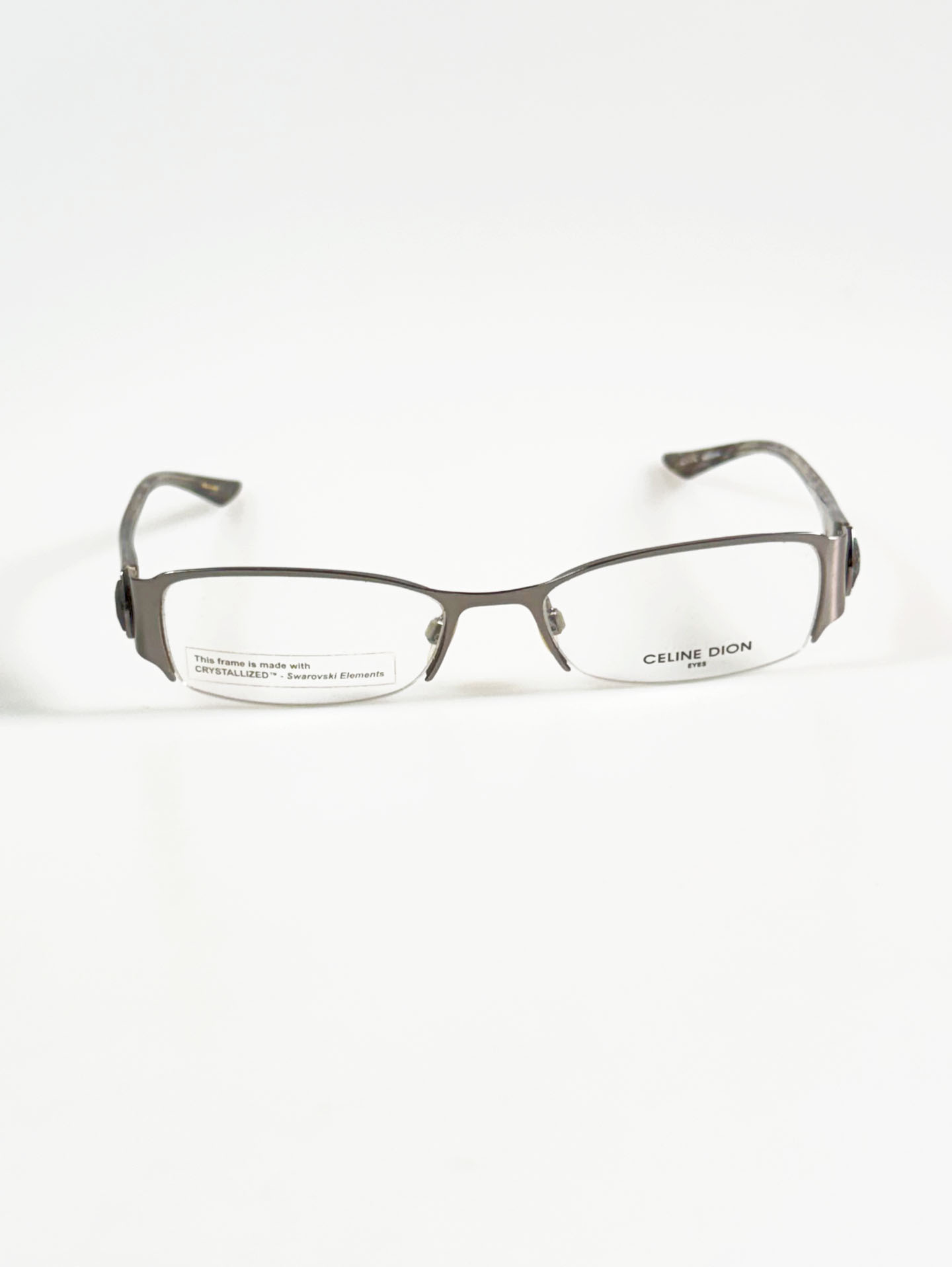 CELINE DION Slim Square Semi-Rimless Metal Glasses