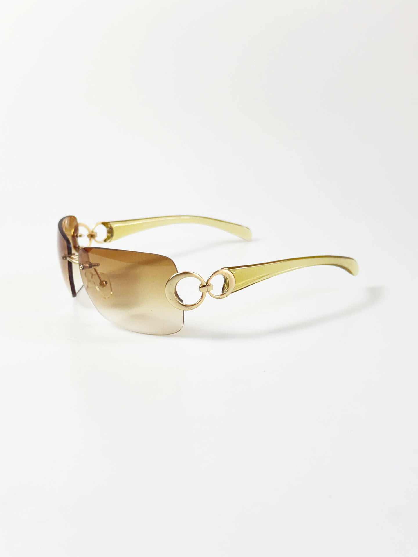 SOLVINO Gold Rimless Square Gradient Tint Sunglasses