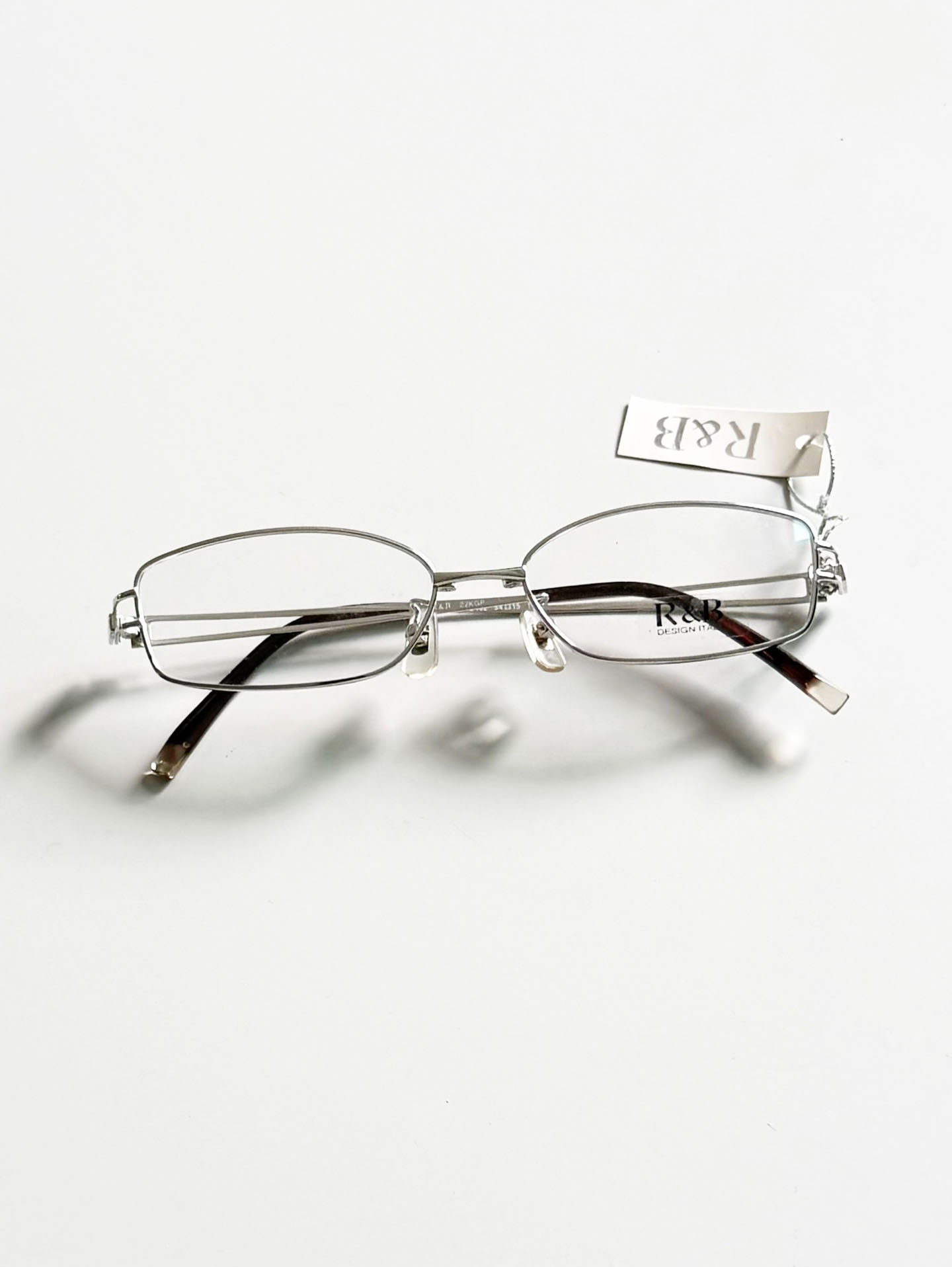 R&B Eyewear Silver Slim Square Metal Glasses