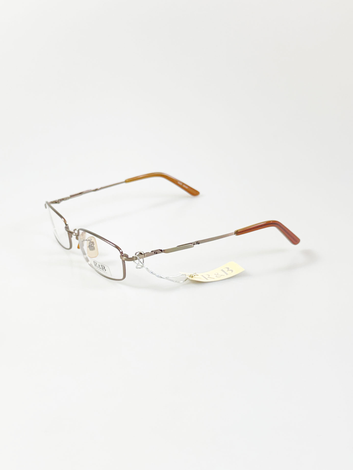 R&B Eyewear Brown Slim Square Metal Frame Glasses