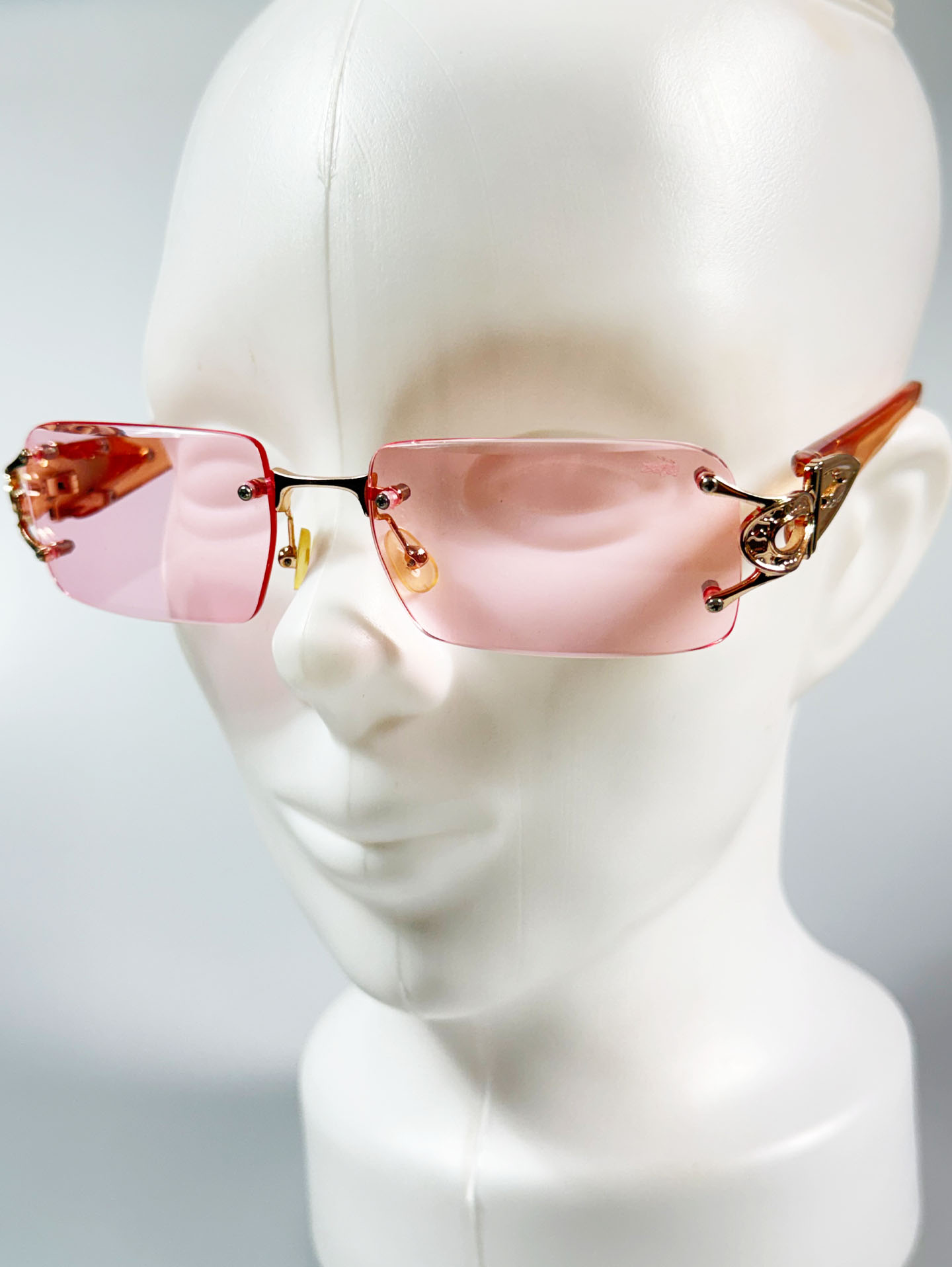 90's CROCOKIDS Pink Rimless Square Metal Tint Sunglasses