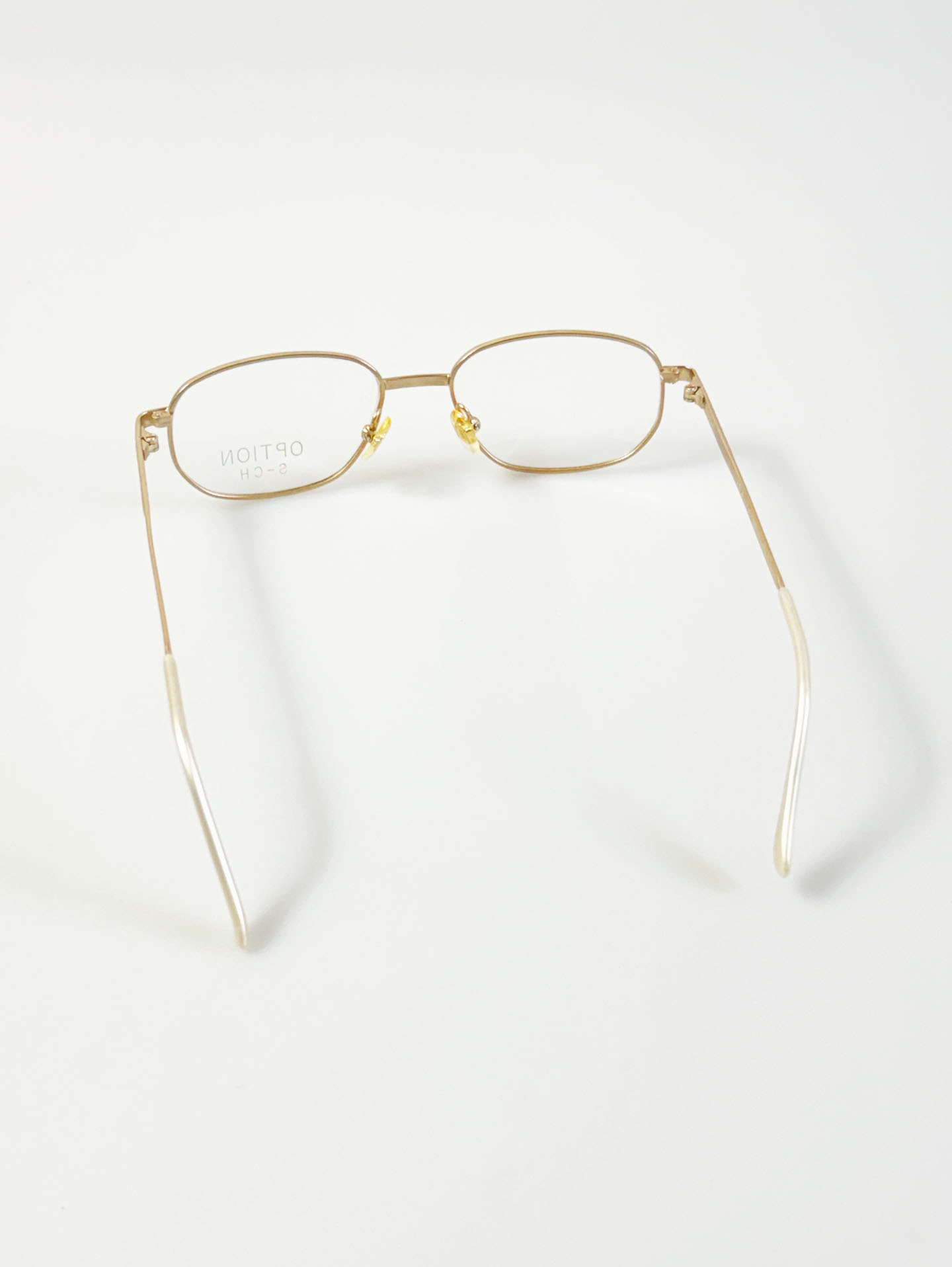 90's OPTION Gold Slim Square Metal Glasses