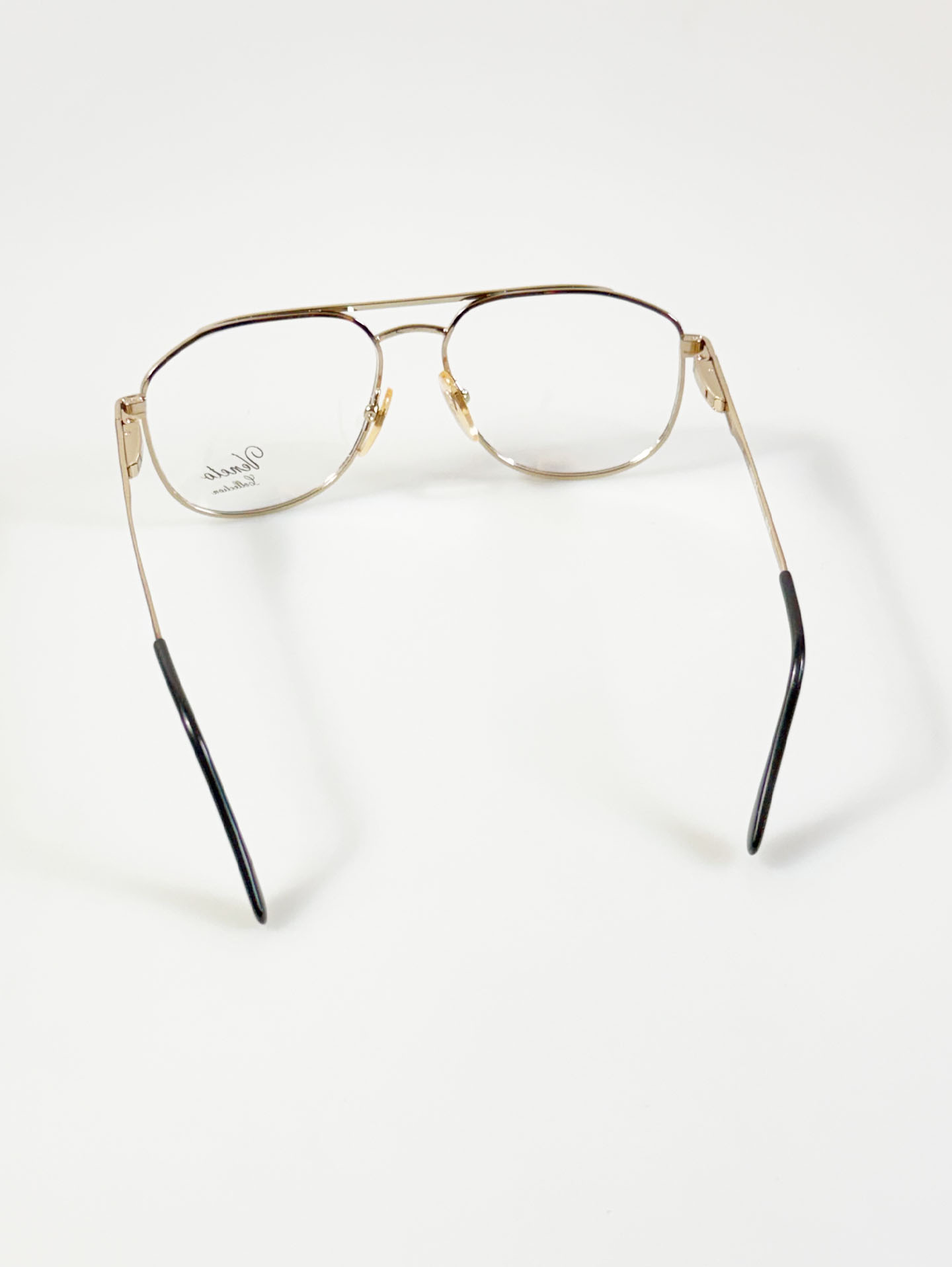 90's Veneto Collection Black & Gold Boeing Square Metal Glasses