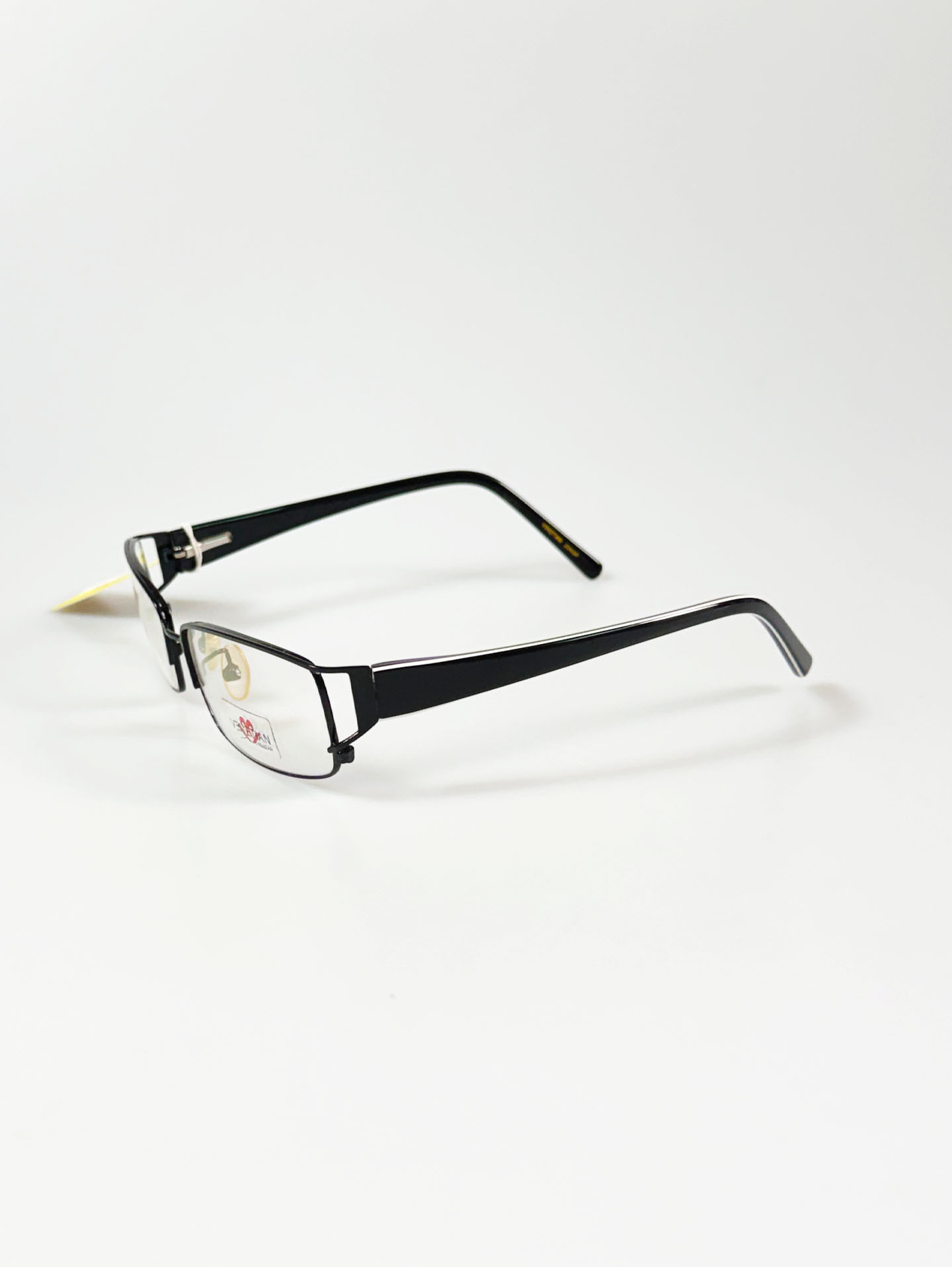 VENETIAN Black Slim Square Metal Frame Glasses