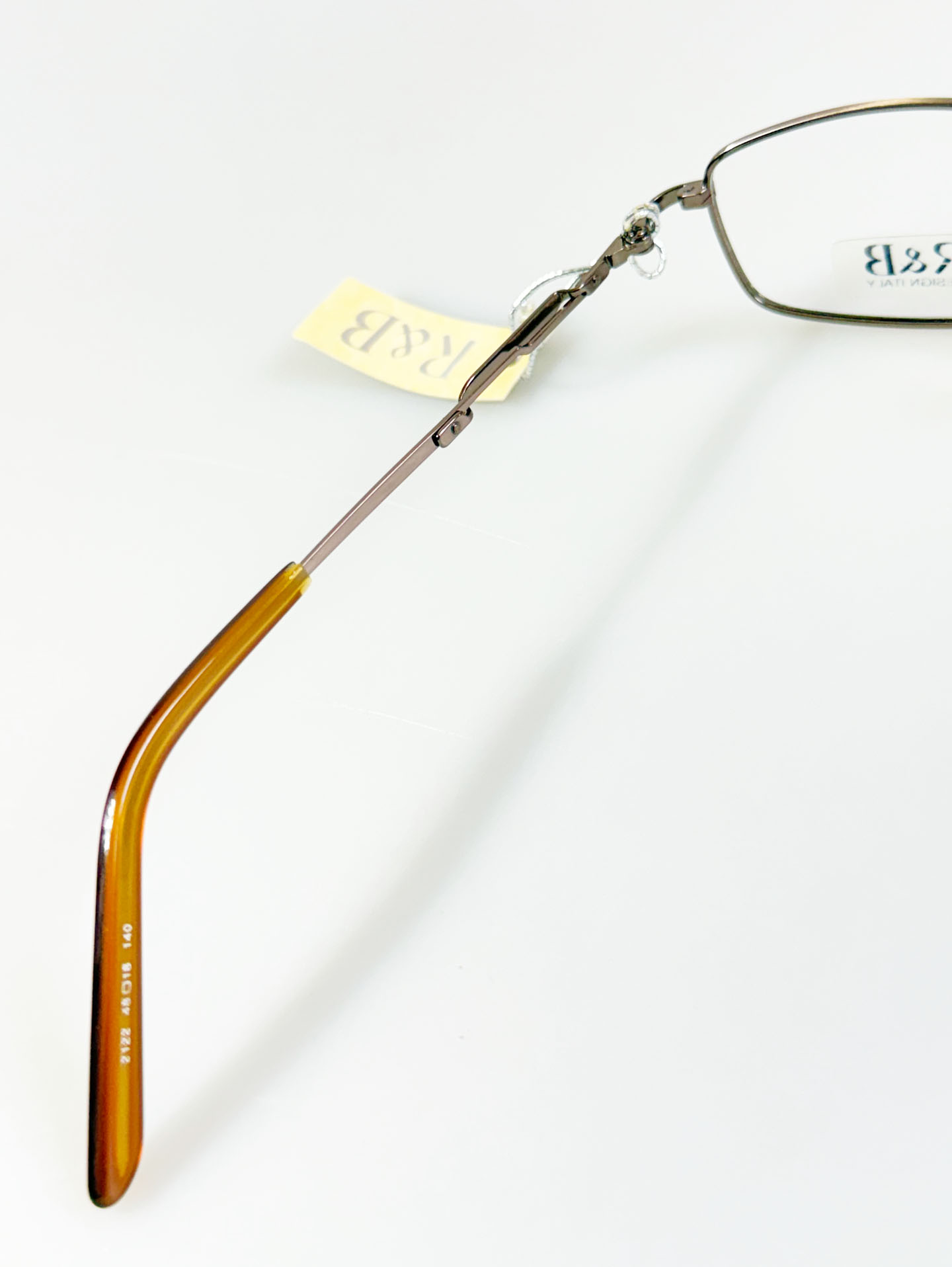 R&B Eyewear Brown Slim Square Metal Frame Glasses