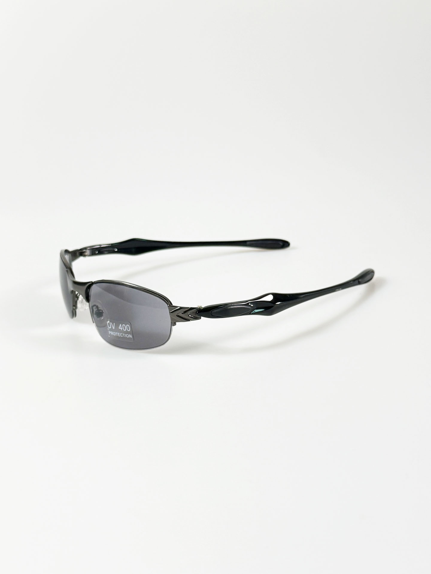 Gunmetal Semi-Rimless Square Metal Sunglasses