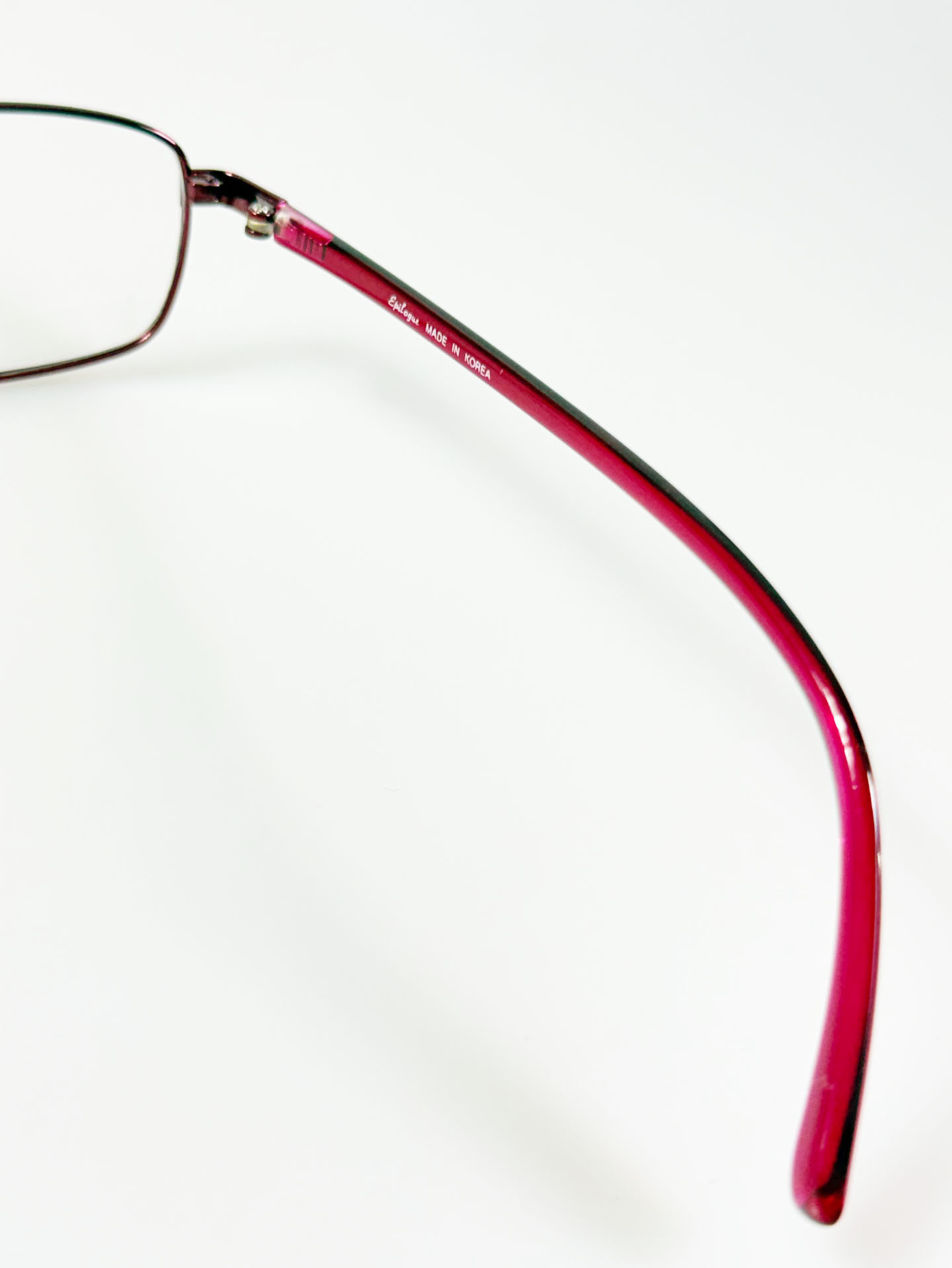 EPILOGUE Cherry Red Slim Square Metal Glasses