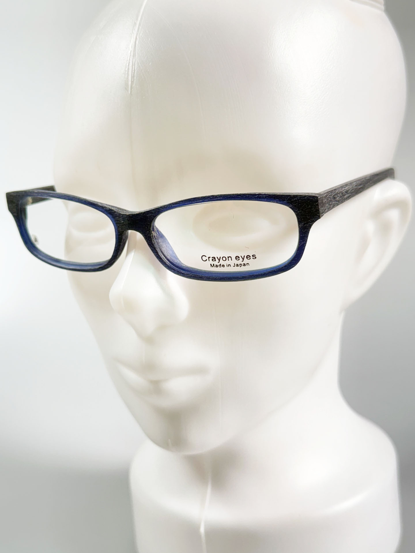 CRAYON EYES Navy Wood Square Frame Glasses (made in Japan)