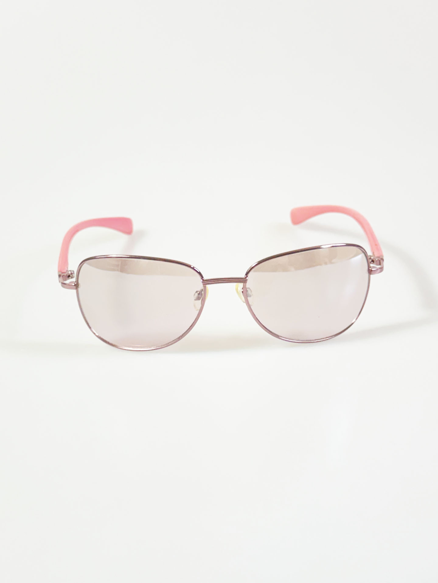 Pink Metal Slim Square Tinted Sunglasses