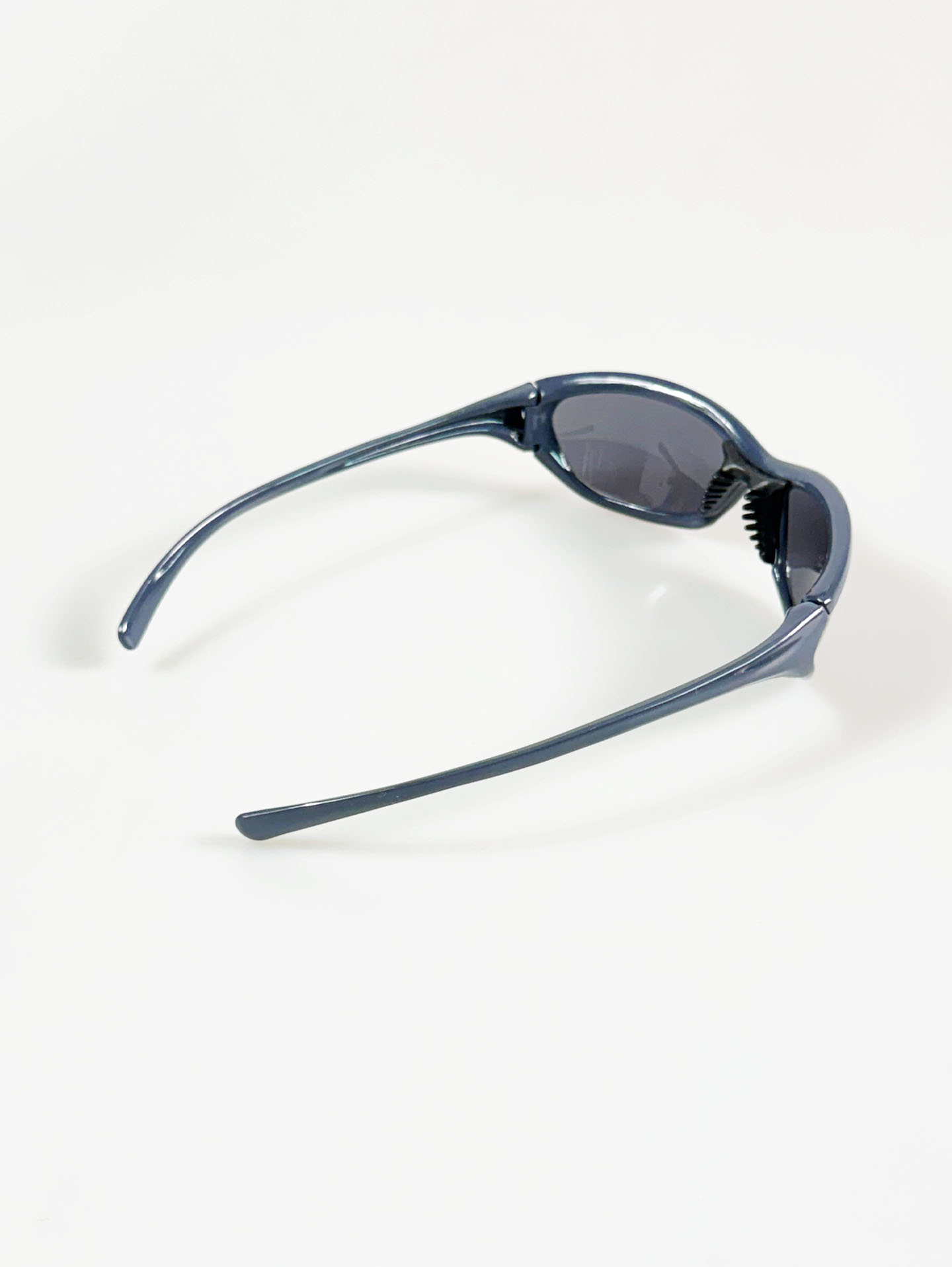 Navy Blue Bold Wraparound Oval Sporty Sunglasses